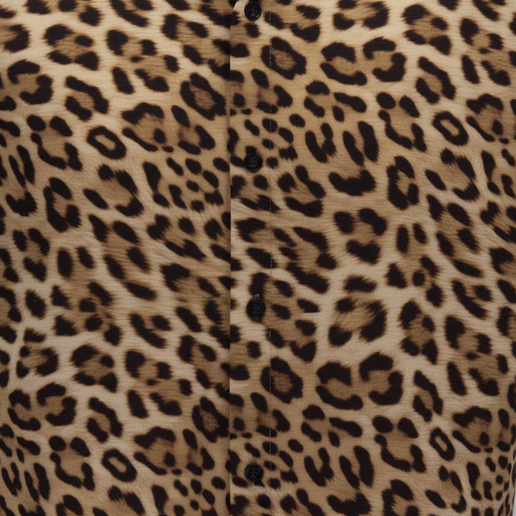 TOBIAS LEOPARD BROWN MENS MERINO WOOL SHIRT