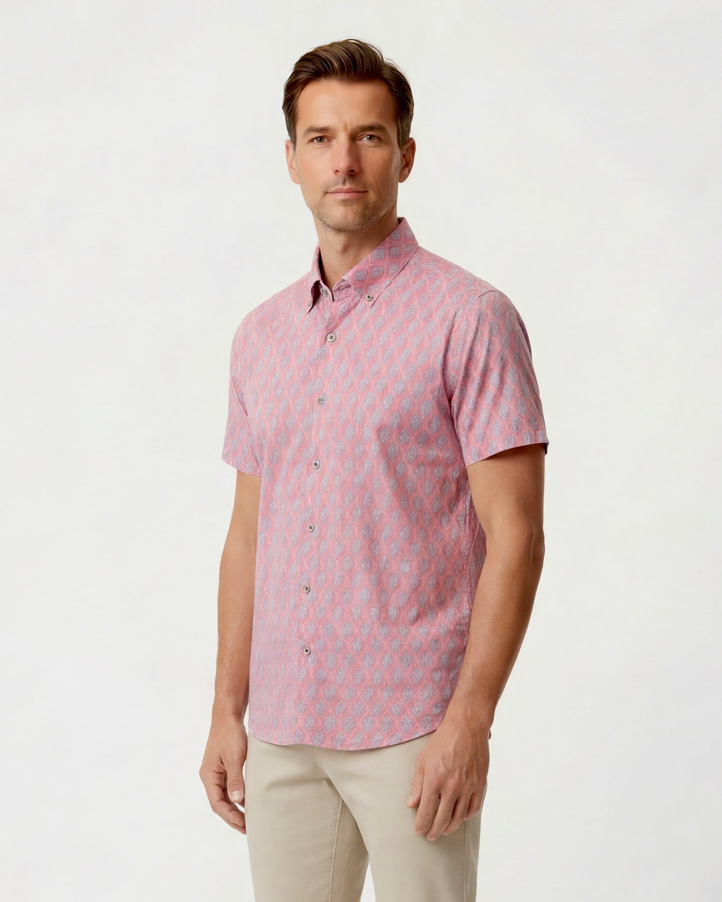 TOBIAS MUD GEO CORAL MENS MERINO WOOL SHIRT
