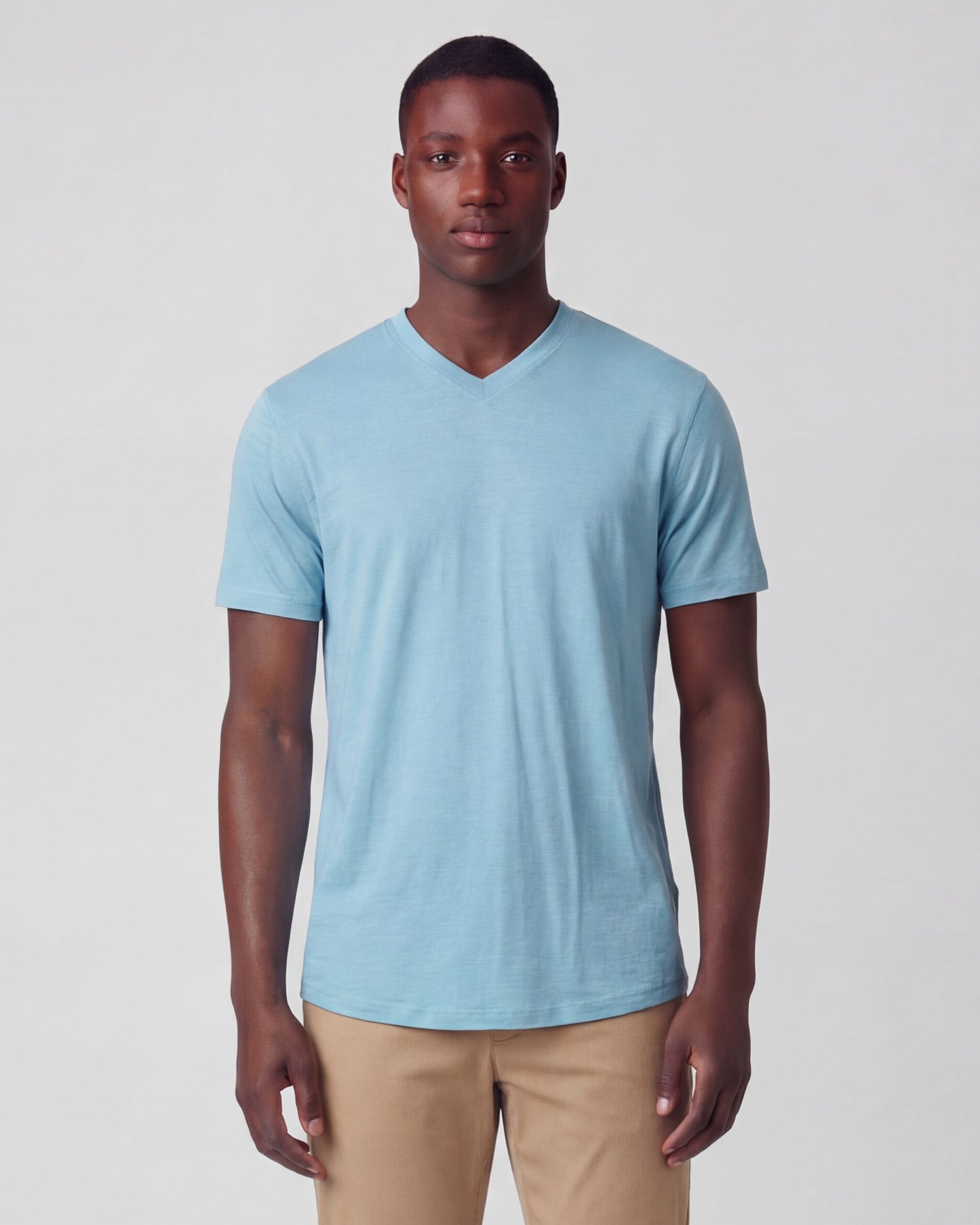 VICTOR MERINO V-NECK TEE - TEAL