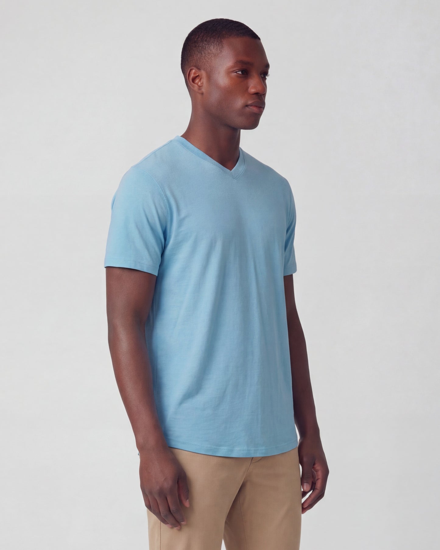 VICTOR MERINO V-NECK TEE - TEAL