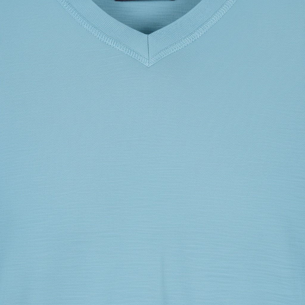 VICTOR MERINO V-NECK TEE - TEAL