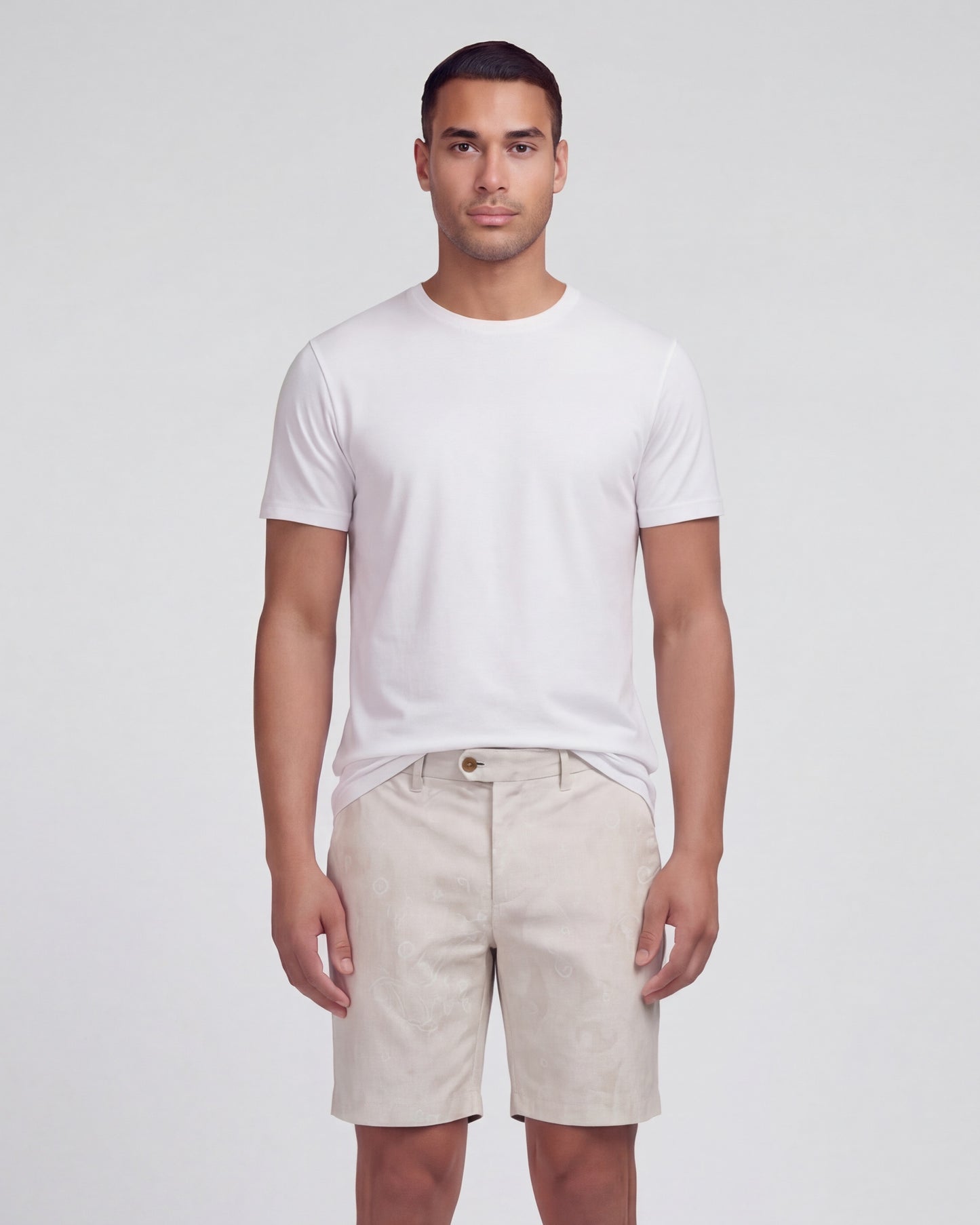 JOHN PAISLEY EXPLOSION IVORY MENS FLAT FRONT SHORT