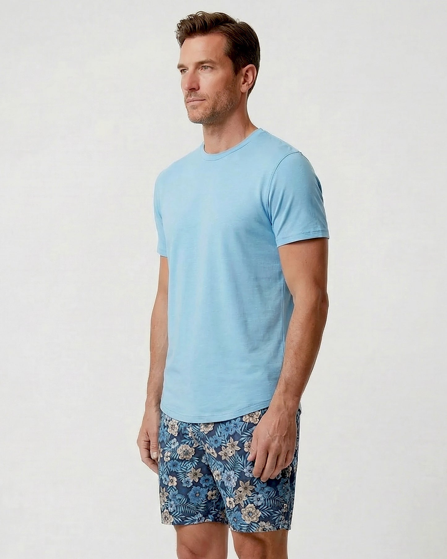 JOHN TROPICAL MIX NAVY MENS FLAT FRONT SHORT