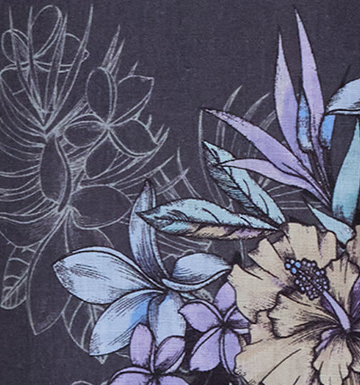LOIC EXOTIC FLORAL BLACK MENS LINEN PRINTED SHIRT