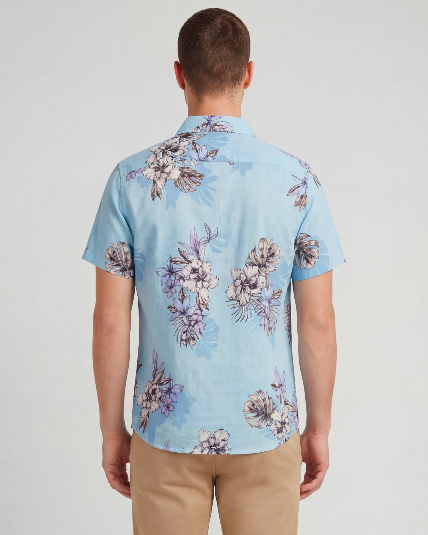 LOIC EXOTIC FLORAL TEAL MENS LINEN PRINTED SHIRT