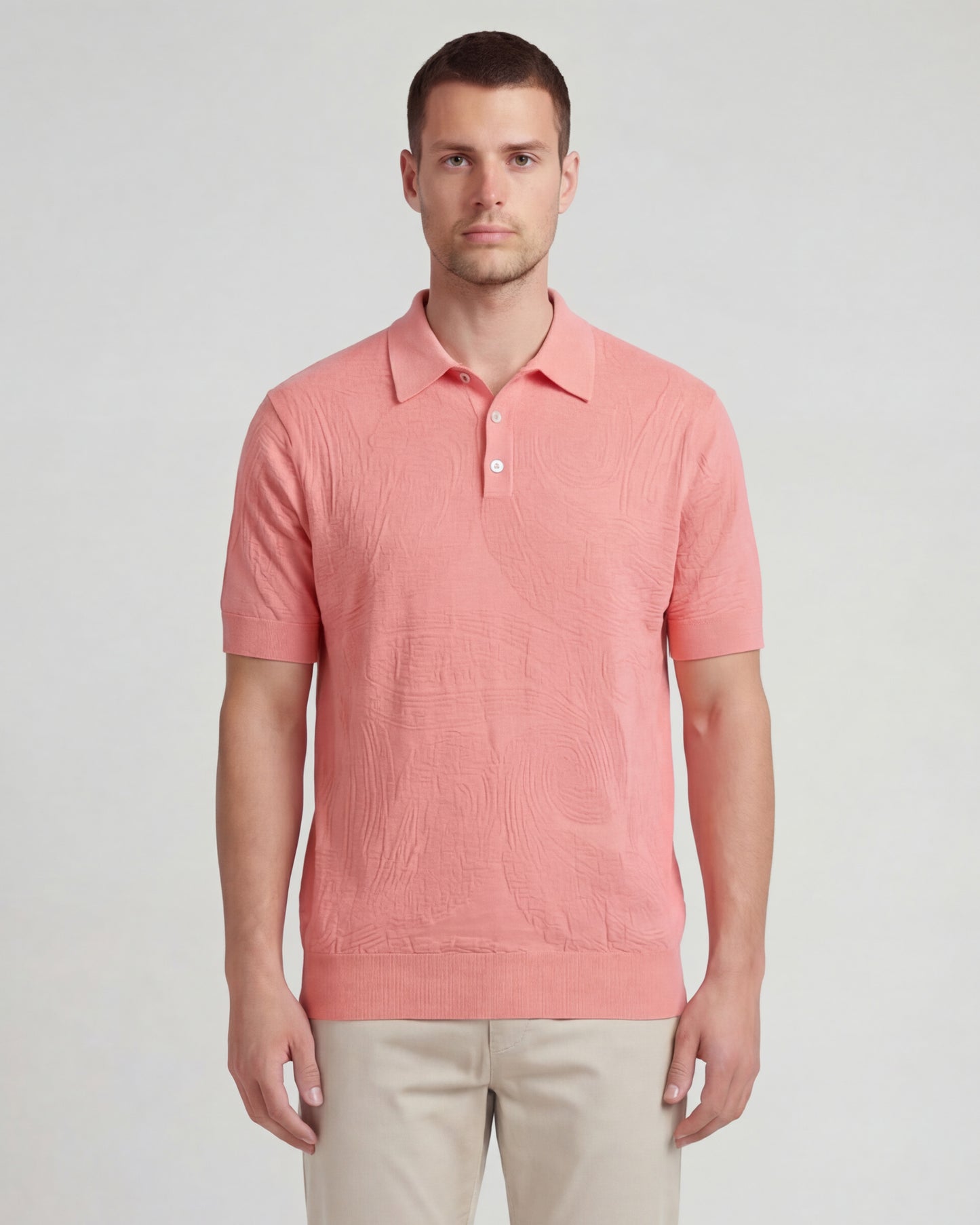 PETERSON CORAL MENS JACQUARD LINEN COTTON POLO