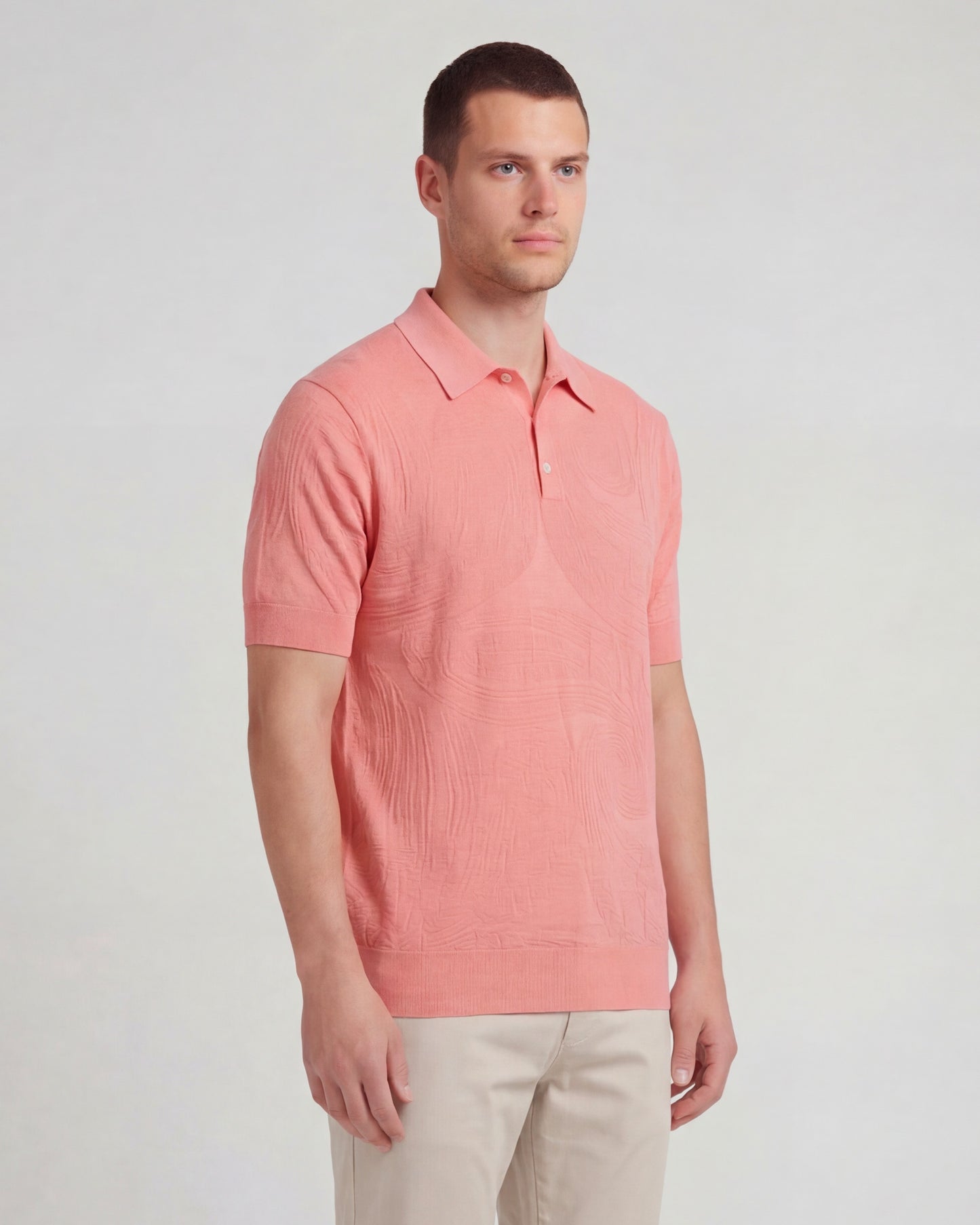PETERSON CORAL MENS JACQUARD LINEN COTTON POLO
