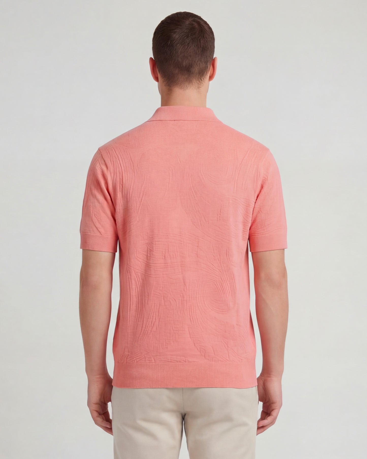 PETERSON CORAL MENS JACQUARD LINEN COTTON POLO