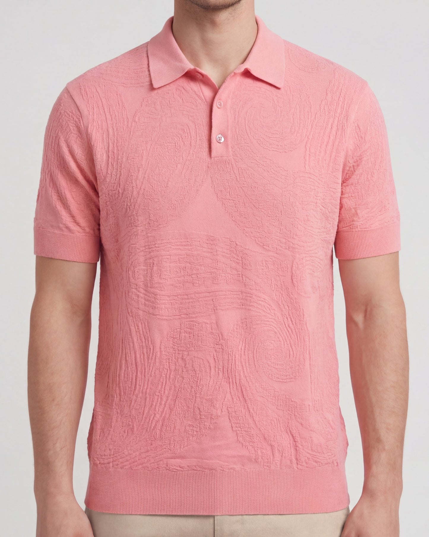 PETERSON CORAL MENS JACQUARD LINEN COTTON POLO