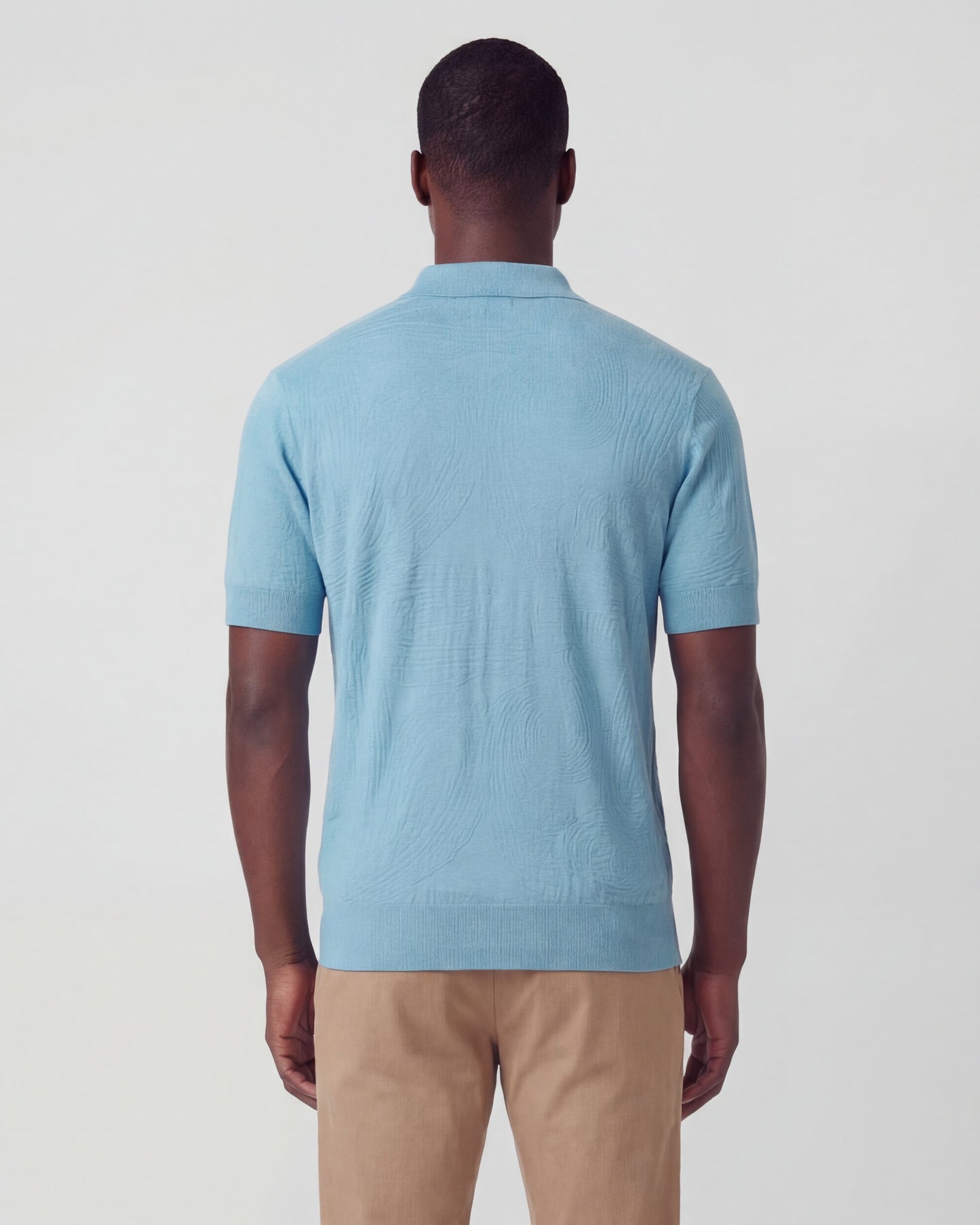PETERSON TEAL MENS JACQUARD LINEN COTTON POLO