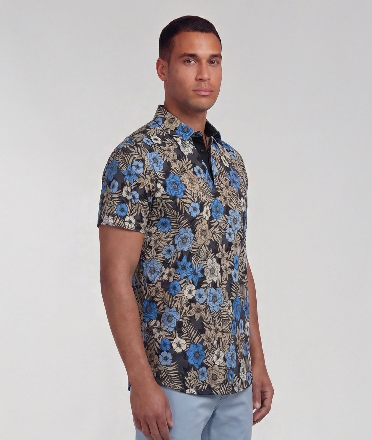 PIETRO TROPICAL MIX BLACK MENS KNIT POLO