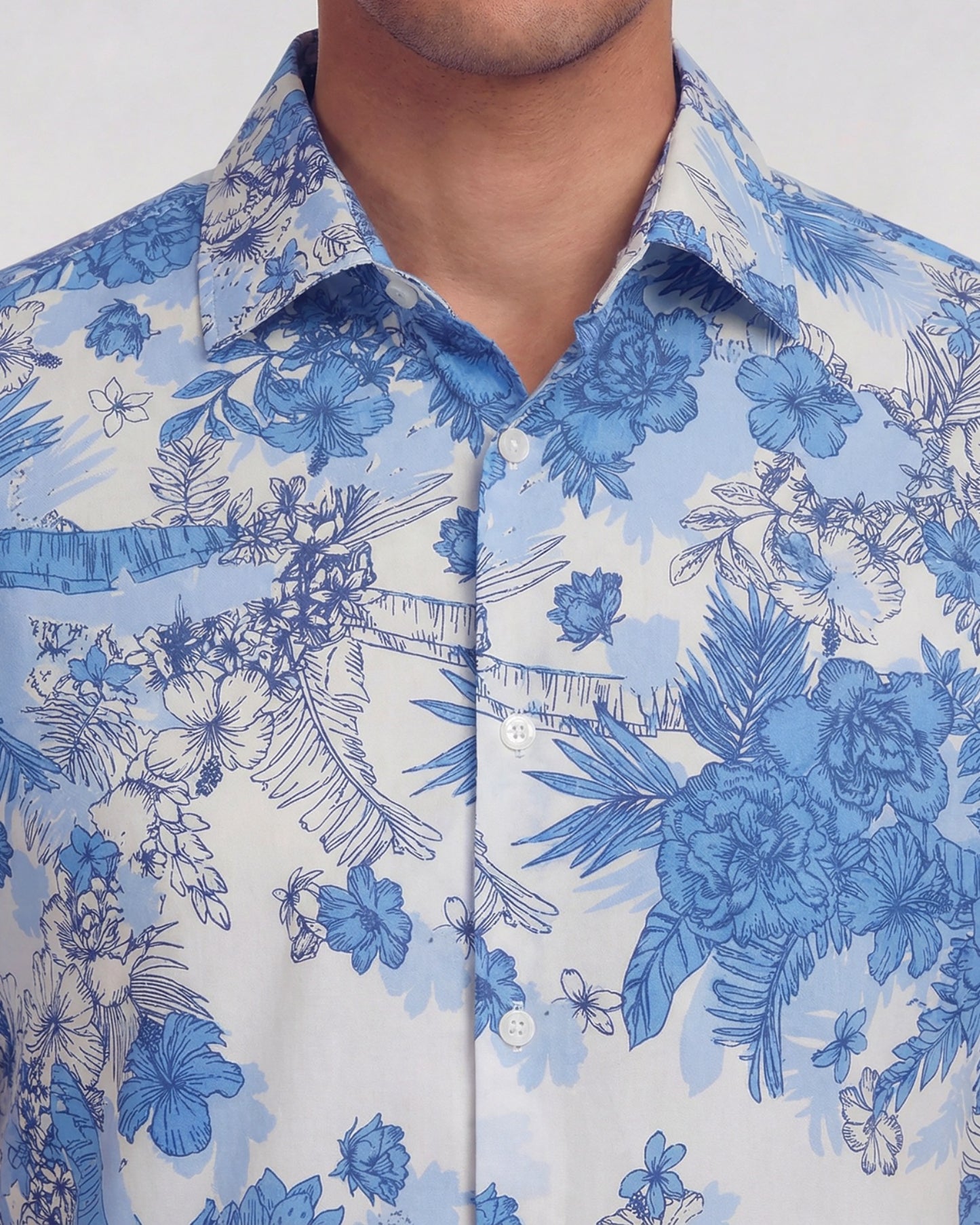 SCOTT MONO FLORAL WHITE MENS PRINTED SHIRT