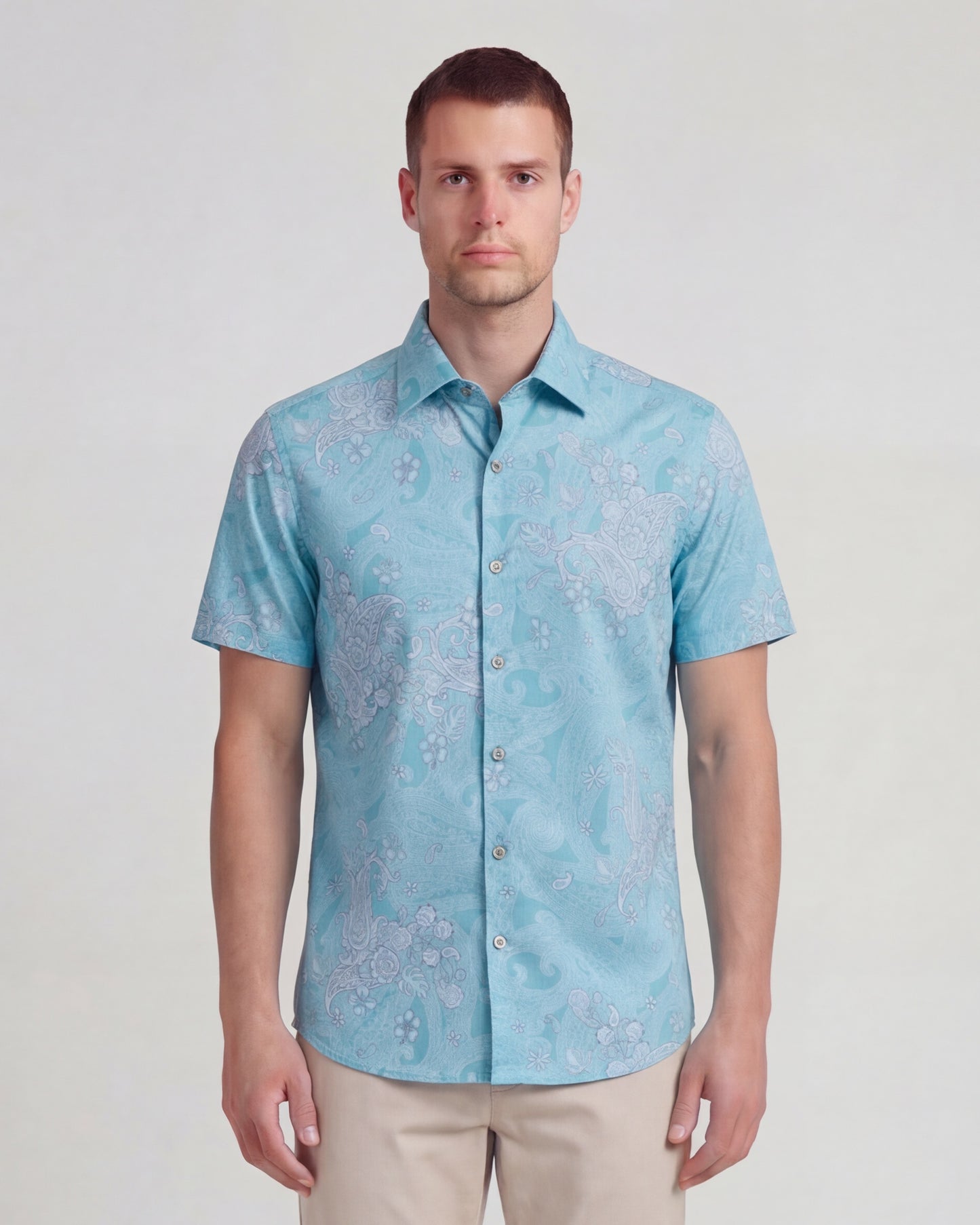 SCOTT PAISLEY EXPLOSION TEAL MENS PRINTED SHIRT