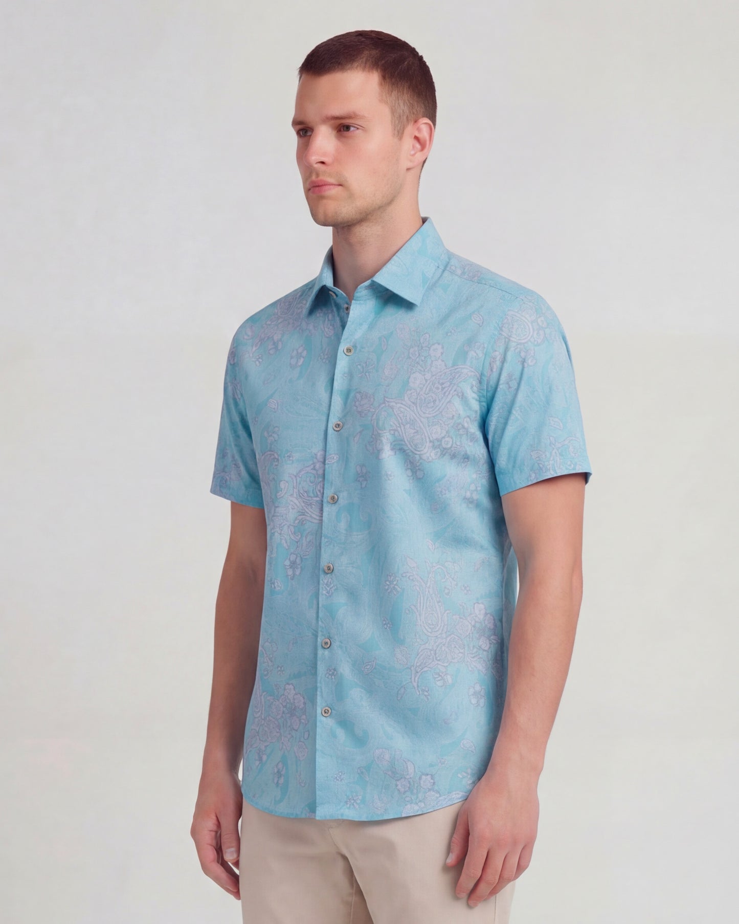 SCOTT PAISLEY EXPLOSION TEAL MENS PRINTED SHIRT