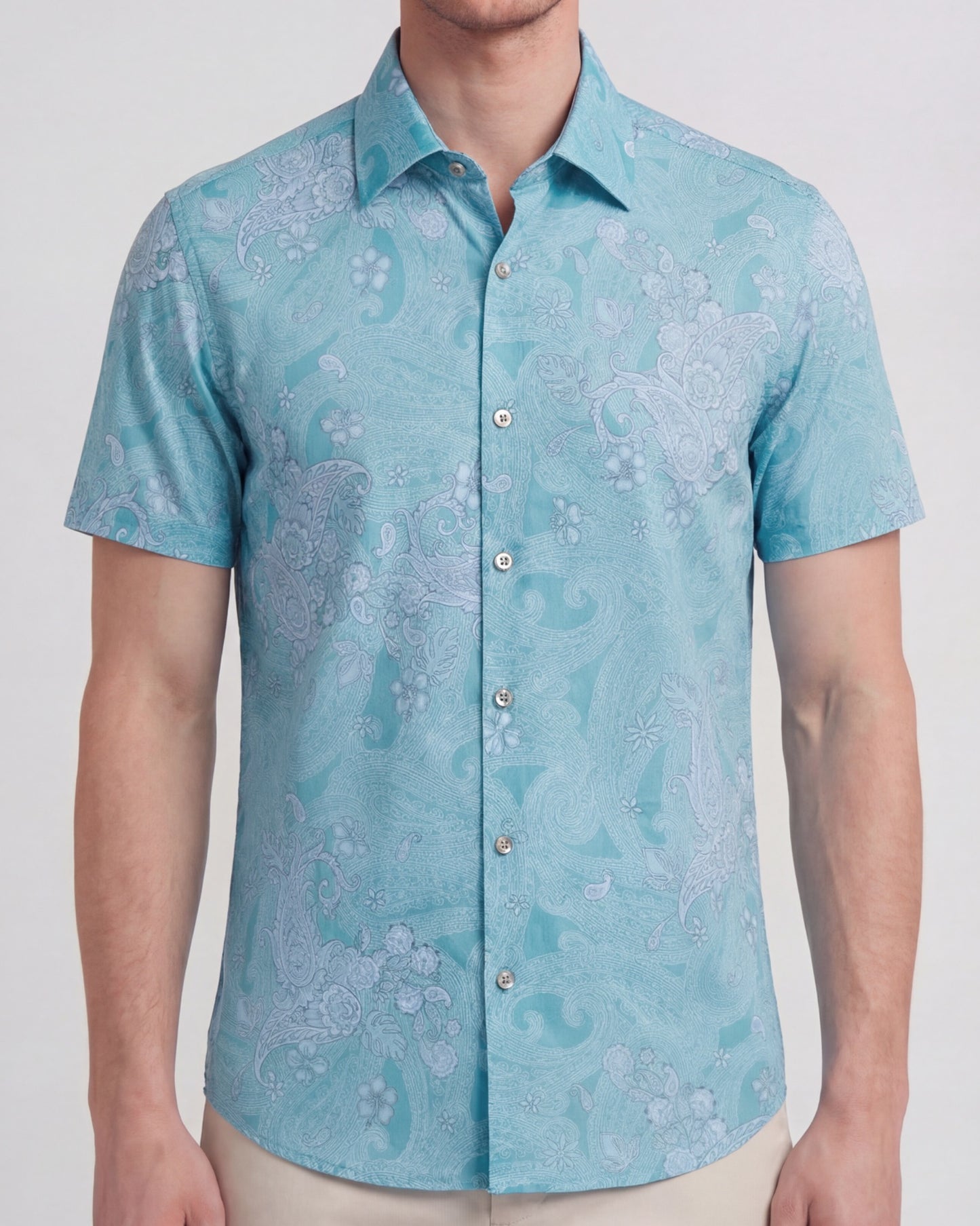 SCOTT PAISLEY EXPLOSION TEAL MENS PRINTED SHIRT