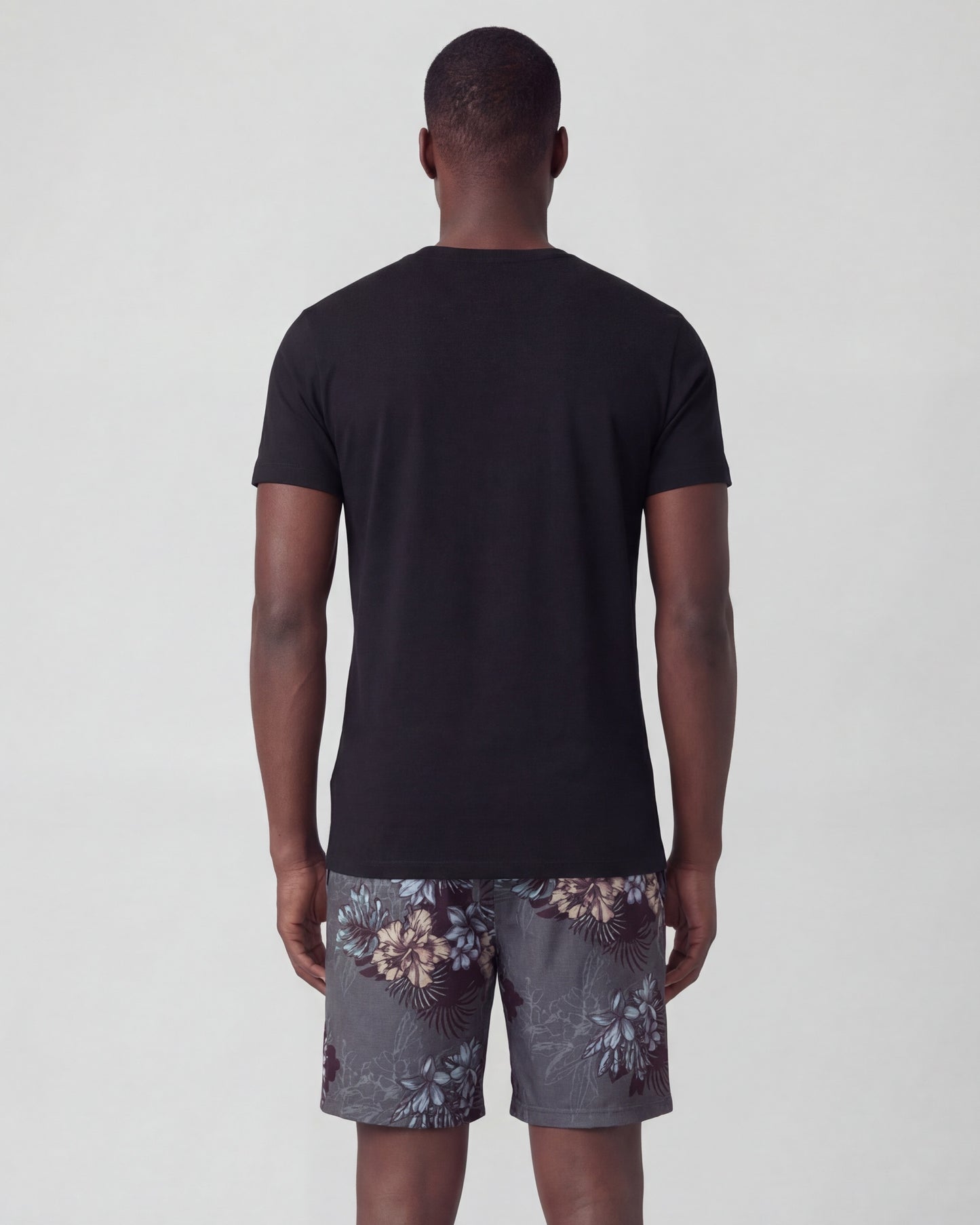 SILUS EXOTIC FLORAL BLACK MENS LOUNGE SHORT