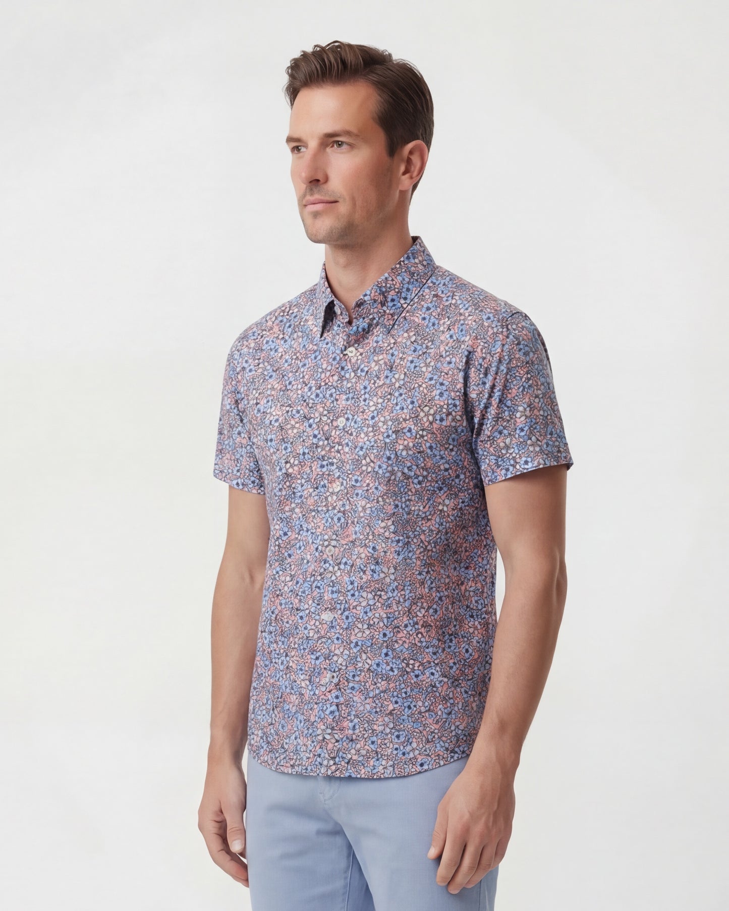 TIM FLORAL FIELD CORAL MENS PRINTED SHIRT