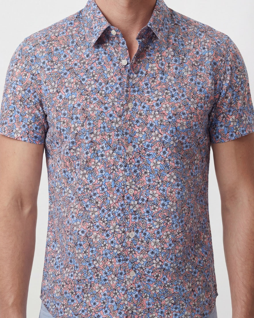 TIM FLORAL FIELD CORAL MENS PRINTED SHIRT