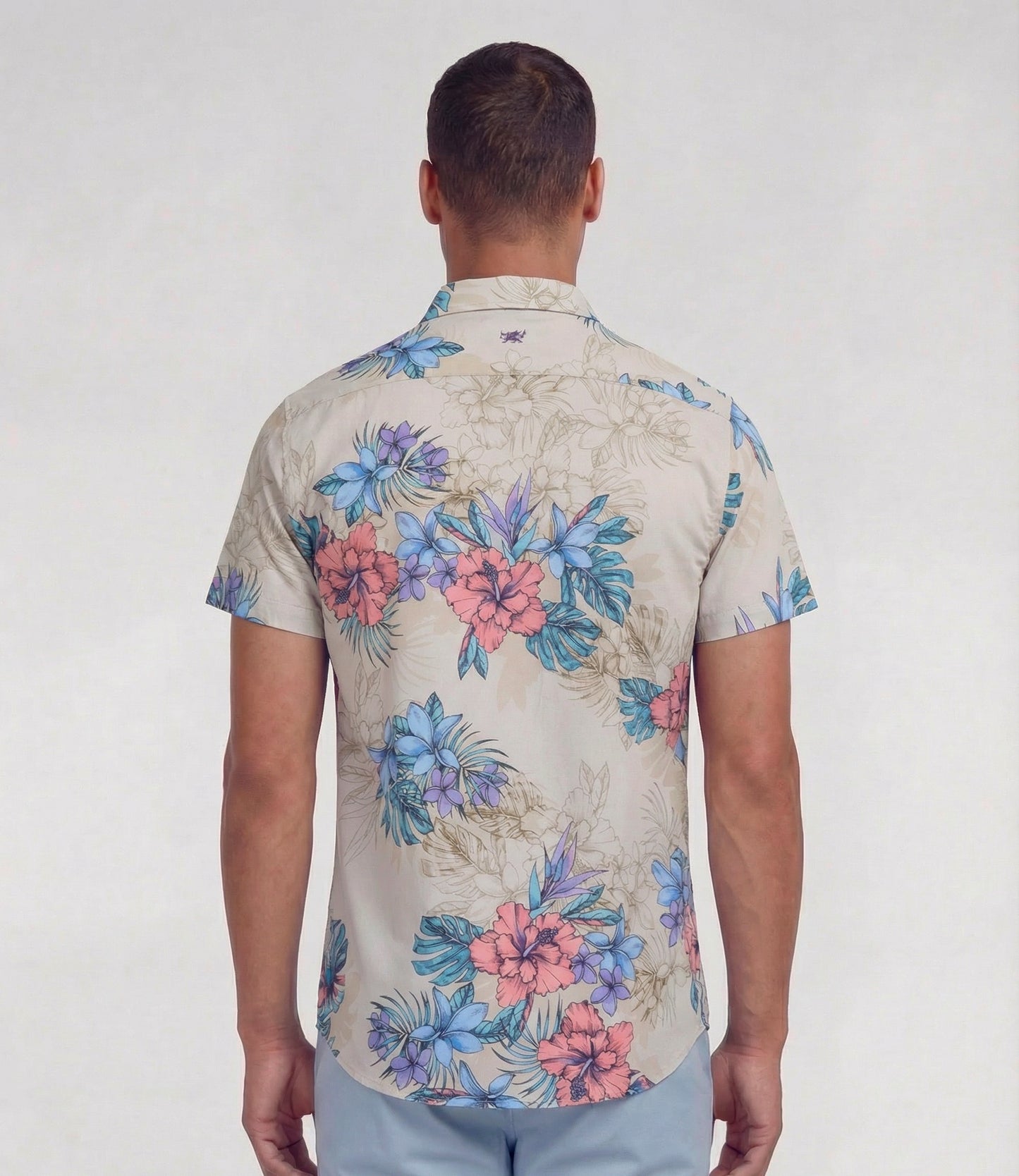 TODD EXOTIC FLORAL NEUTRAL MENS KNIT SHIRT