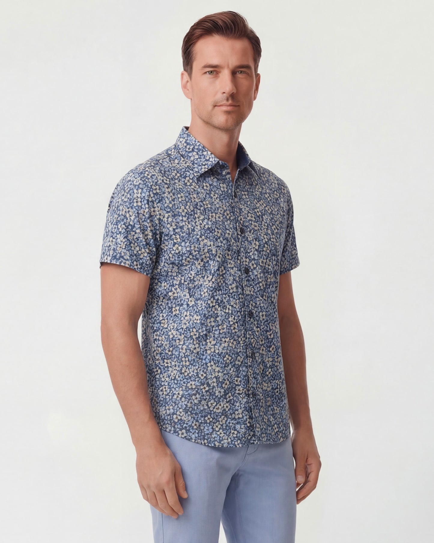 TODD FLORAL FIELD BLACK MENS KNIT SHIRT