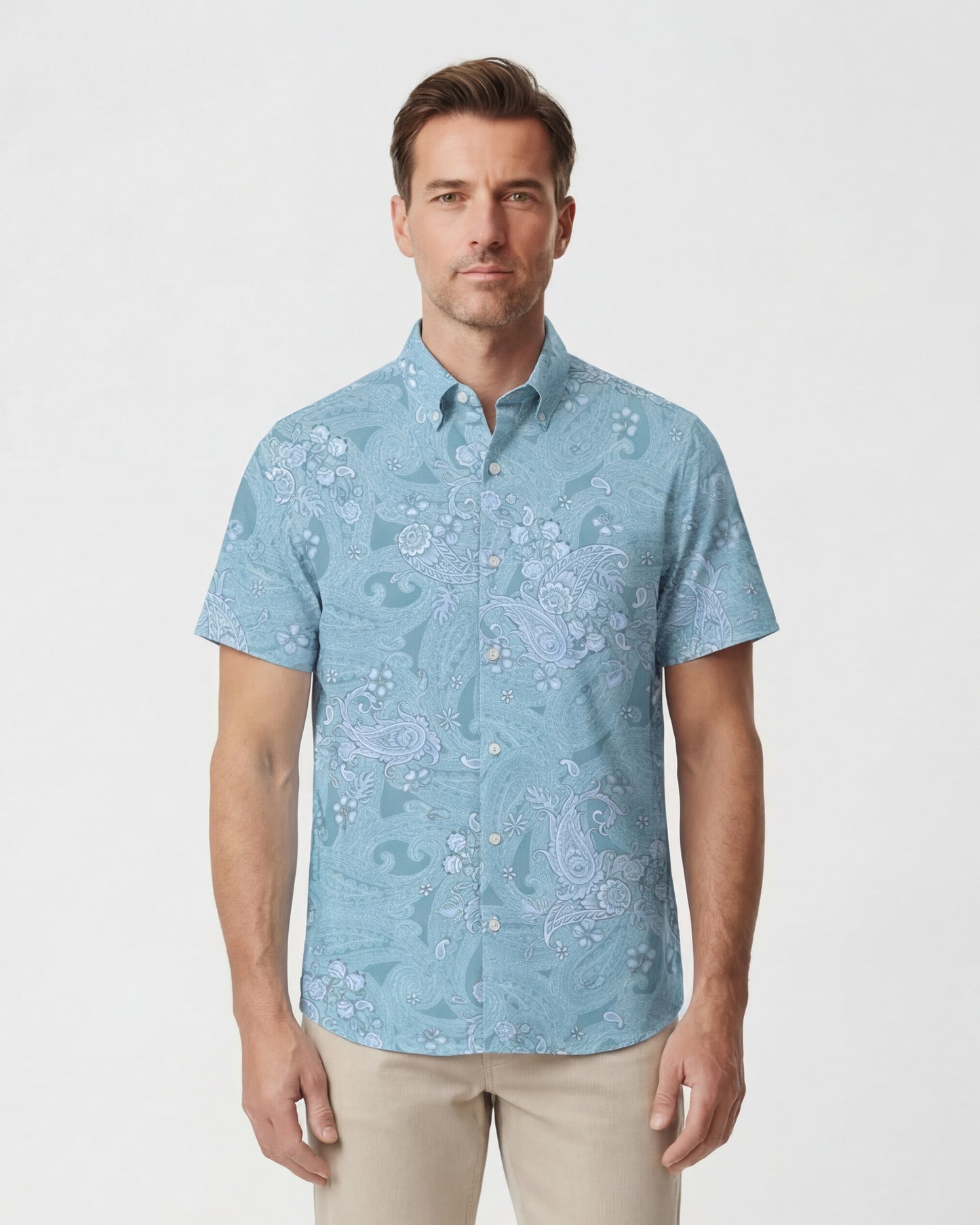 TODD PAISLEY EXPLOSION TEAL MENS KNIT SHIRT