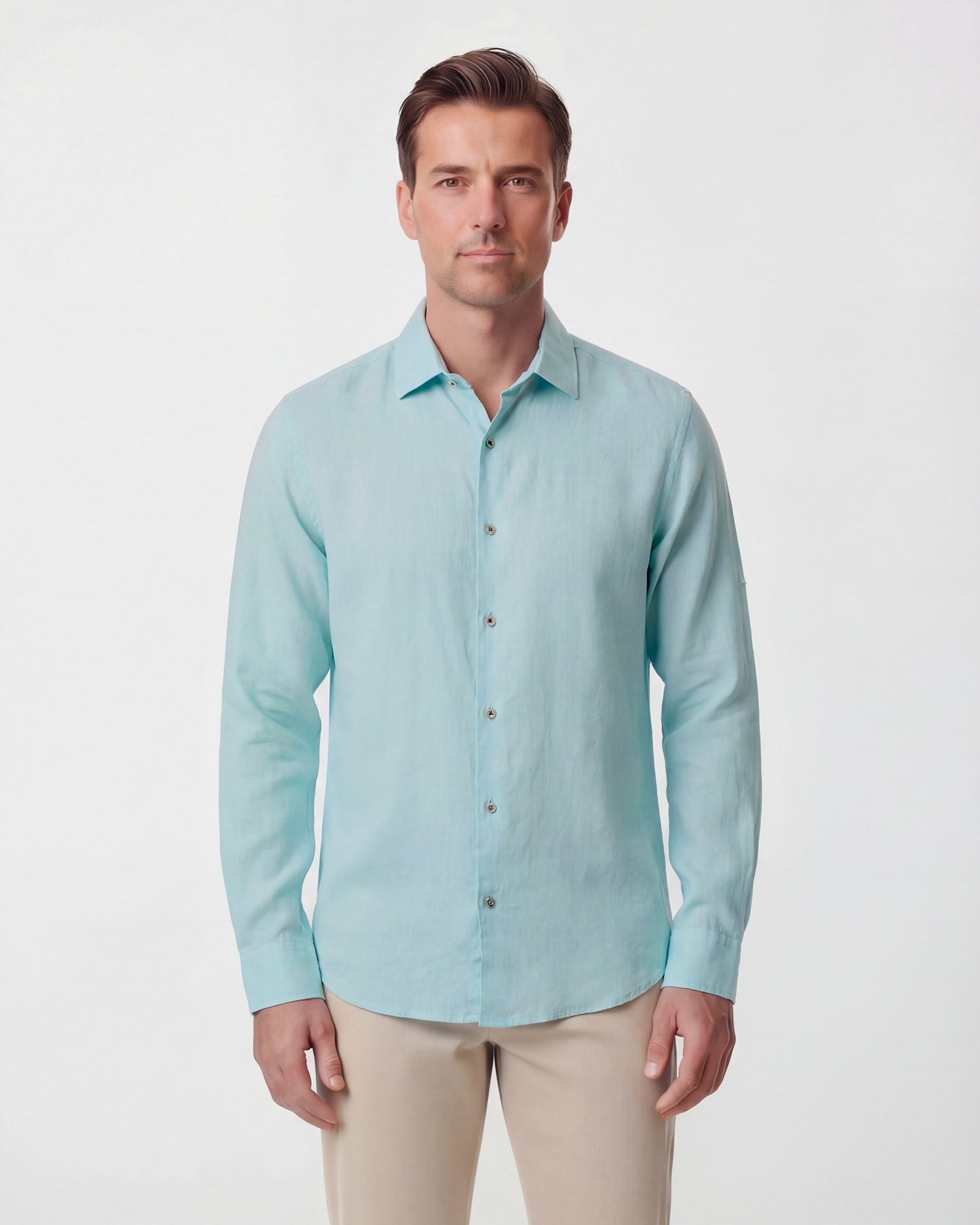 LAURENT LINEN SHIRT - PEPPERMINT