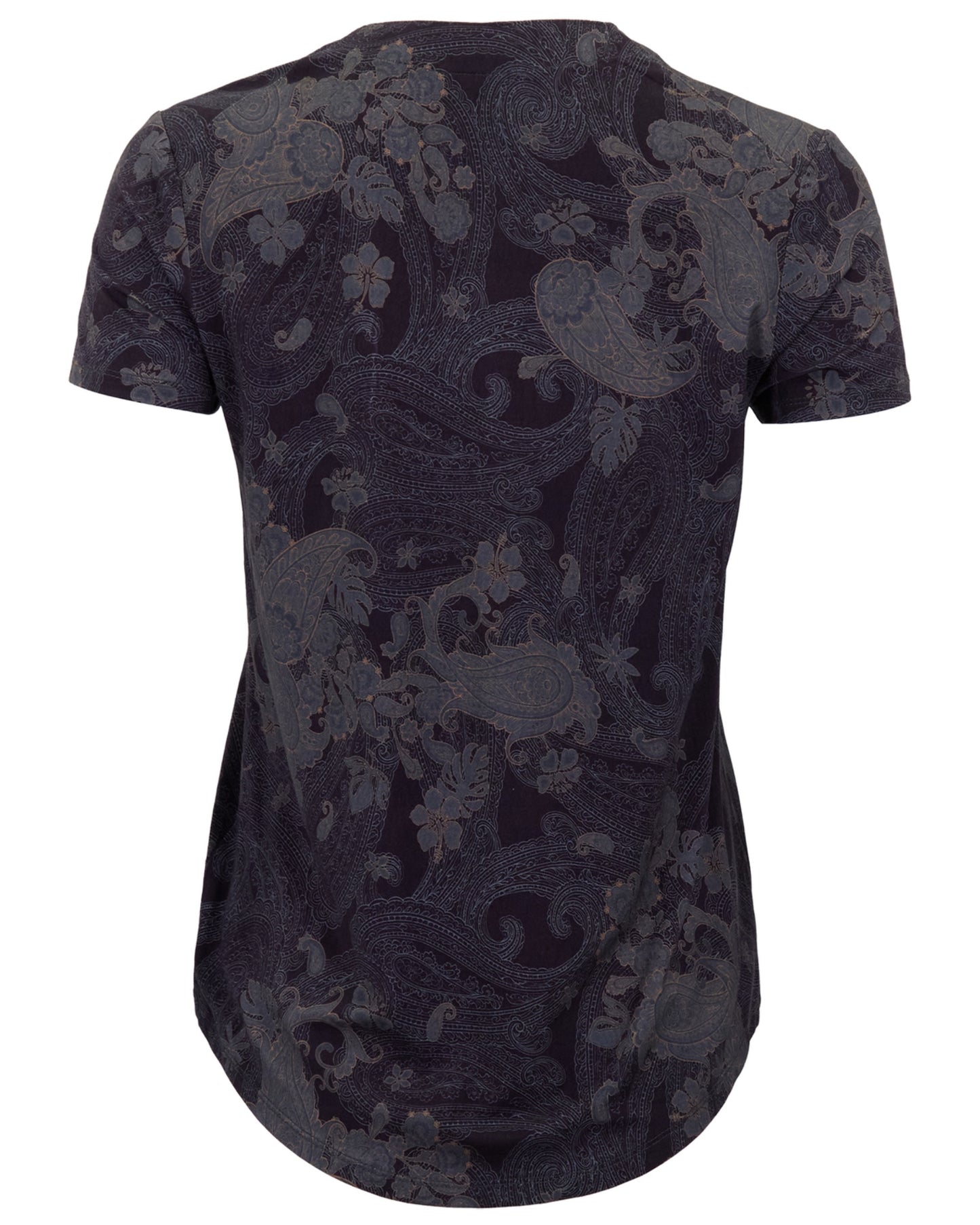 VICTORIA PAISLEY EXPLOSION BLACK WOMENS V-NECK PRINTED TOP