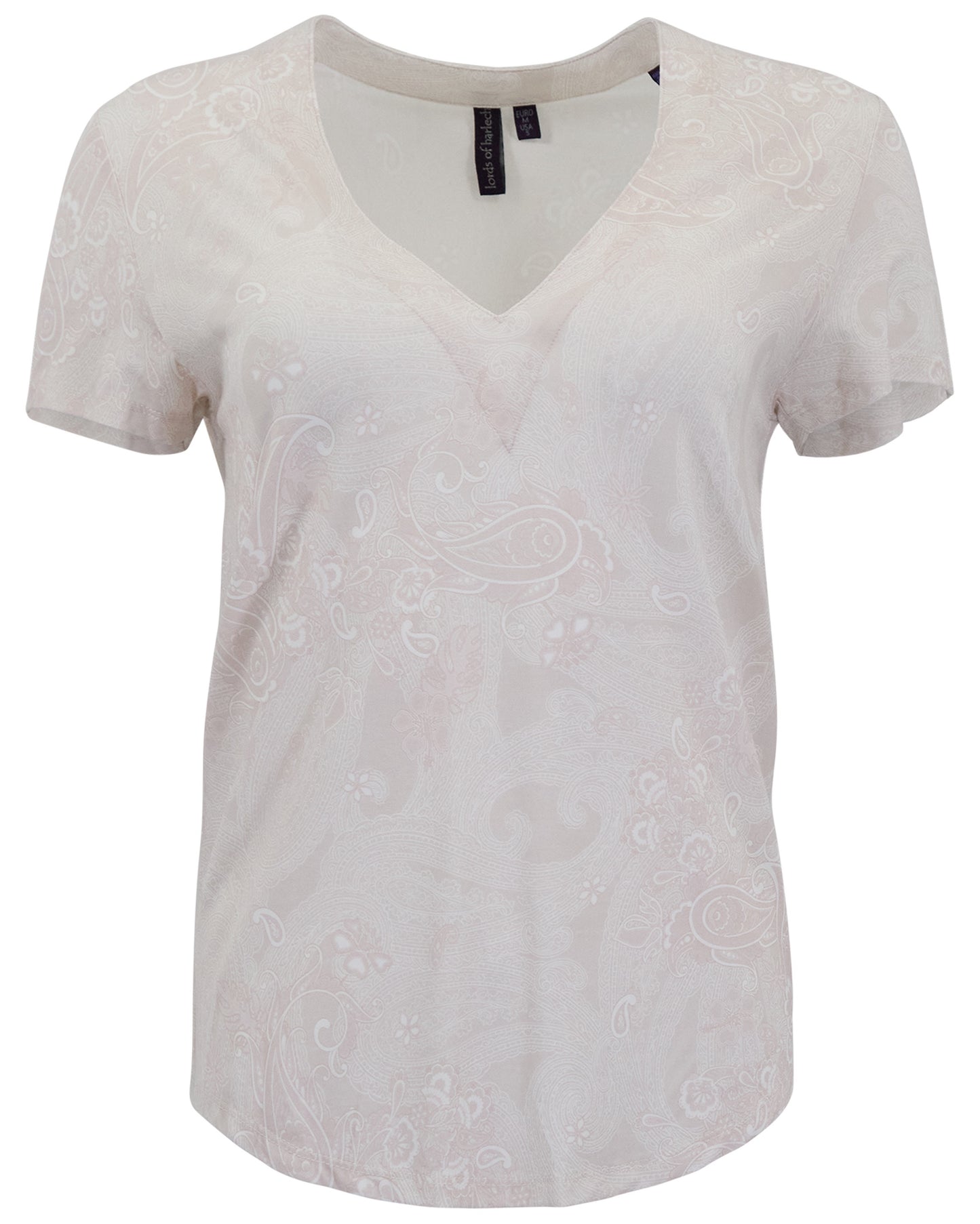 VICTORIA PAISLEY EXPLOSION IVORY WOMENS V-NECK PRINTED TOP