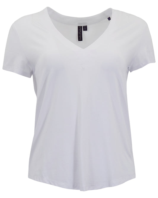 VICTORIA WHITE WOMENS V-NECK TOP