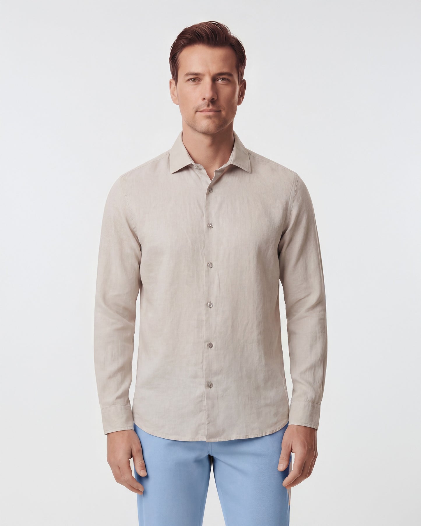 LIONEL LEINEN-BUTTON-DOWN-HEMD - NATUR
