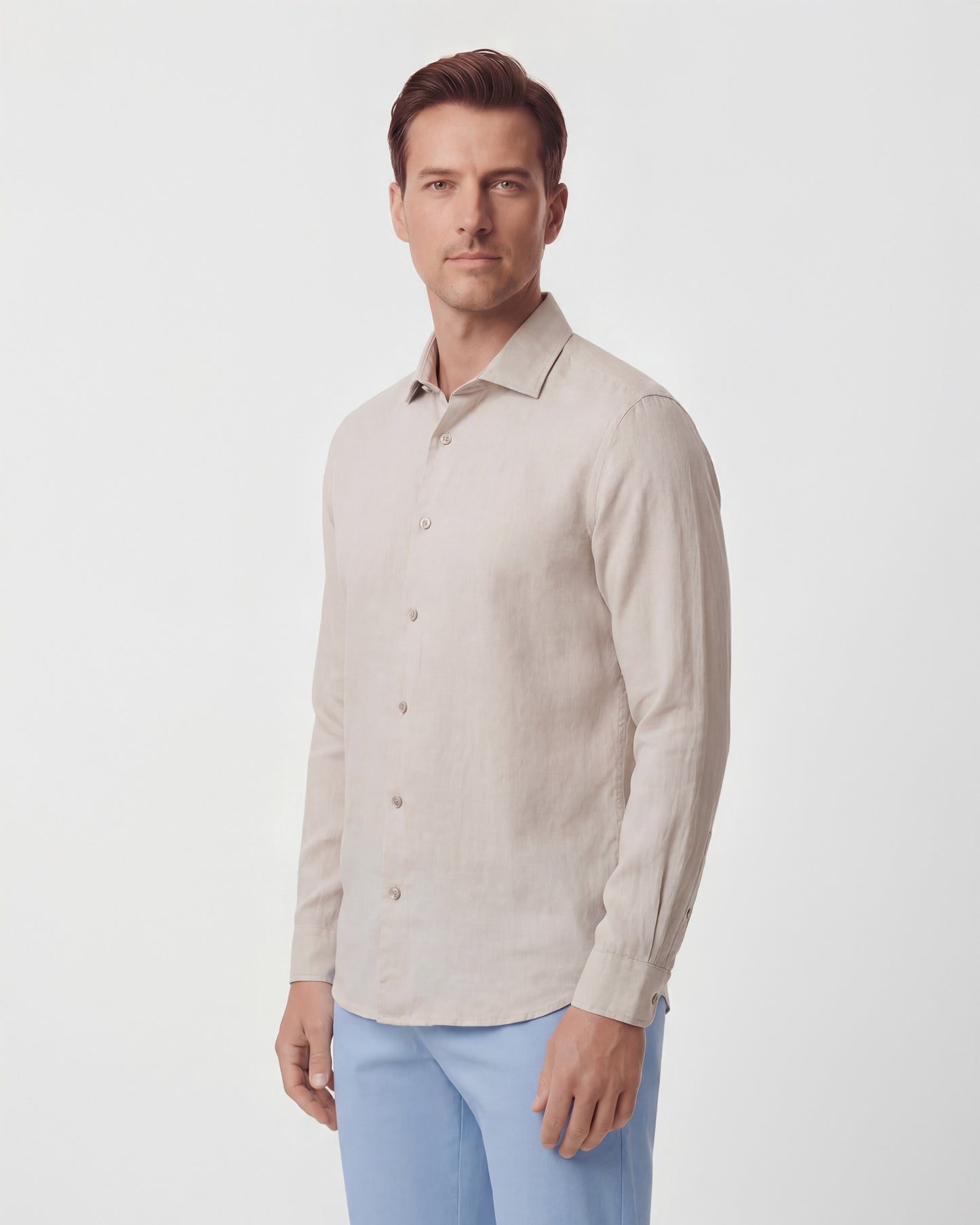 LIONEL LEINEN-BUTTON-DOWN-HEMD - NATUR