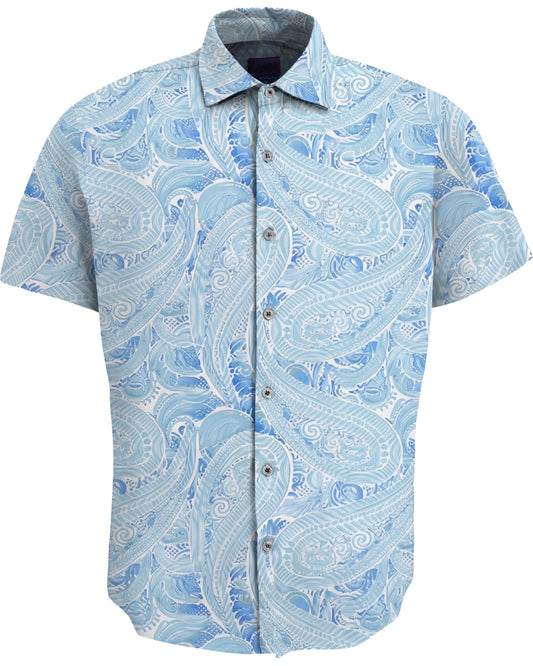 TYLER MARAKESH PAISLEY TEAL MENS SHORT SLEEVE SHIRT