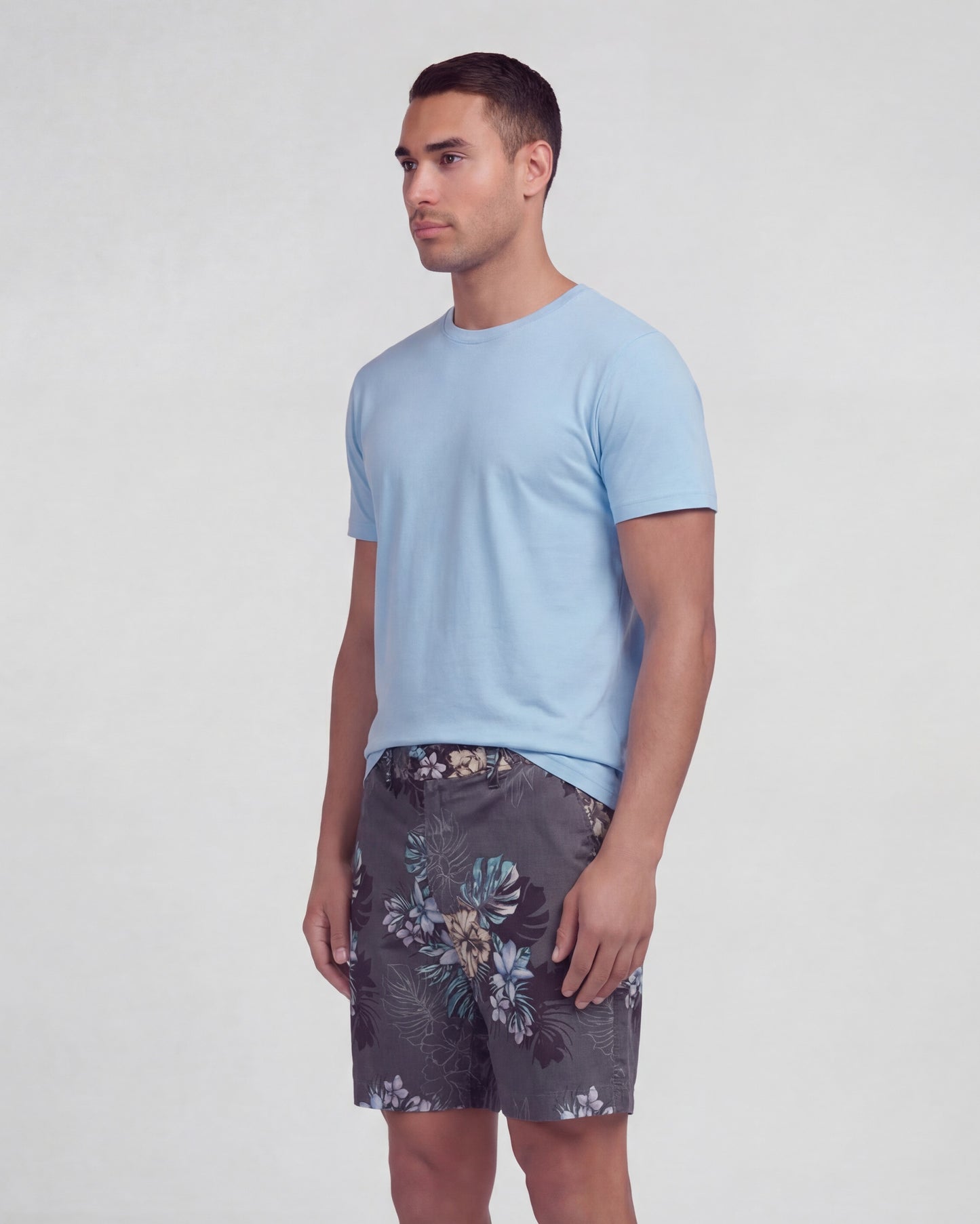 JOHN EXOTIC FLORAL BLACK MENS FLAT FRONT SHORT