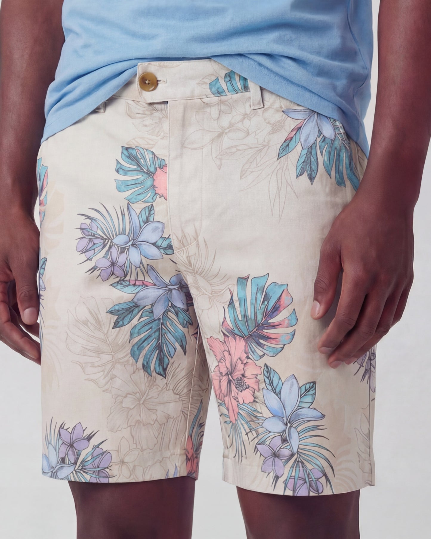 JOHN EXOTIC FLORAL NEUTRAL MENS FLAT FRONT SHORT