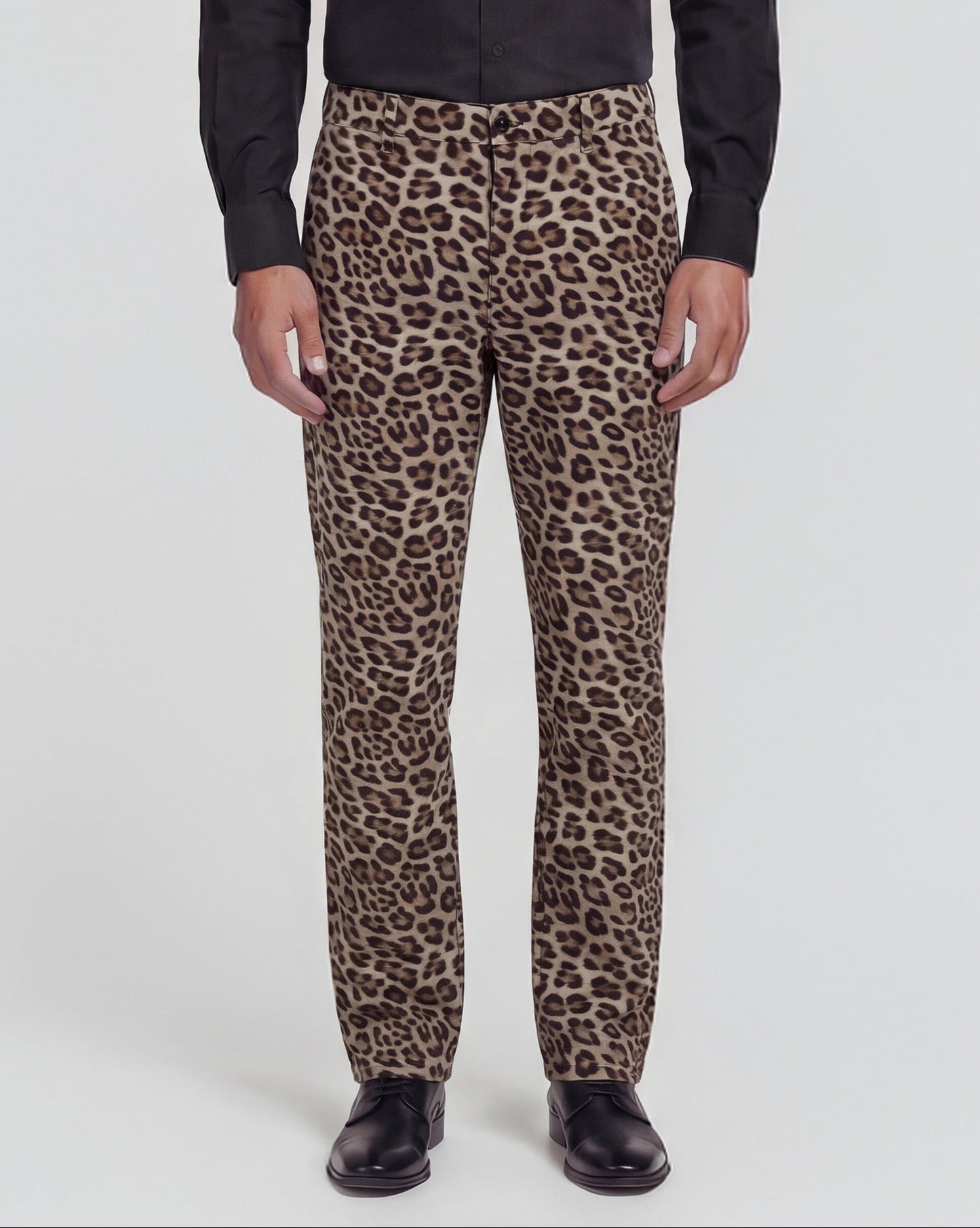 CHARLES LEOPARD BROWN MENS TAILORED PANT