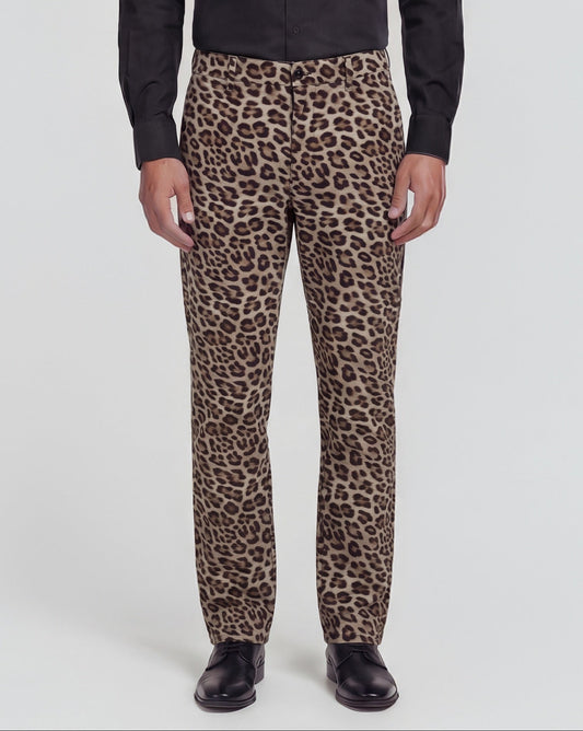 CHARLES LEOPARD BROWN MENS TAILORED PANT