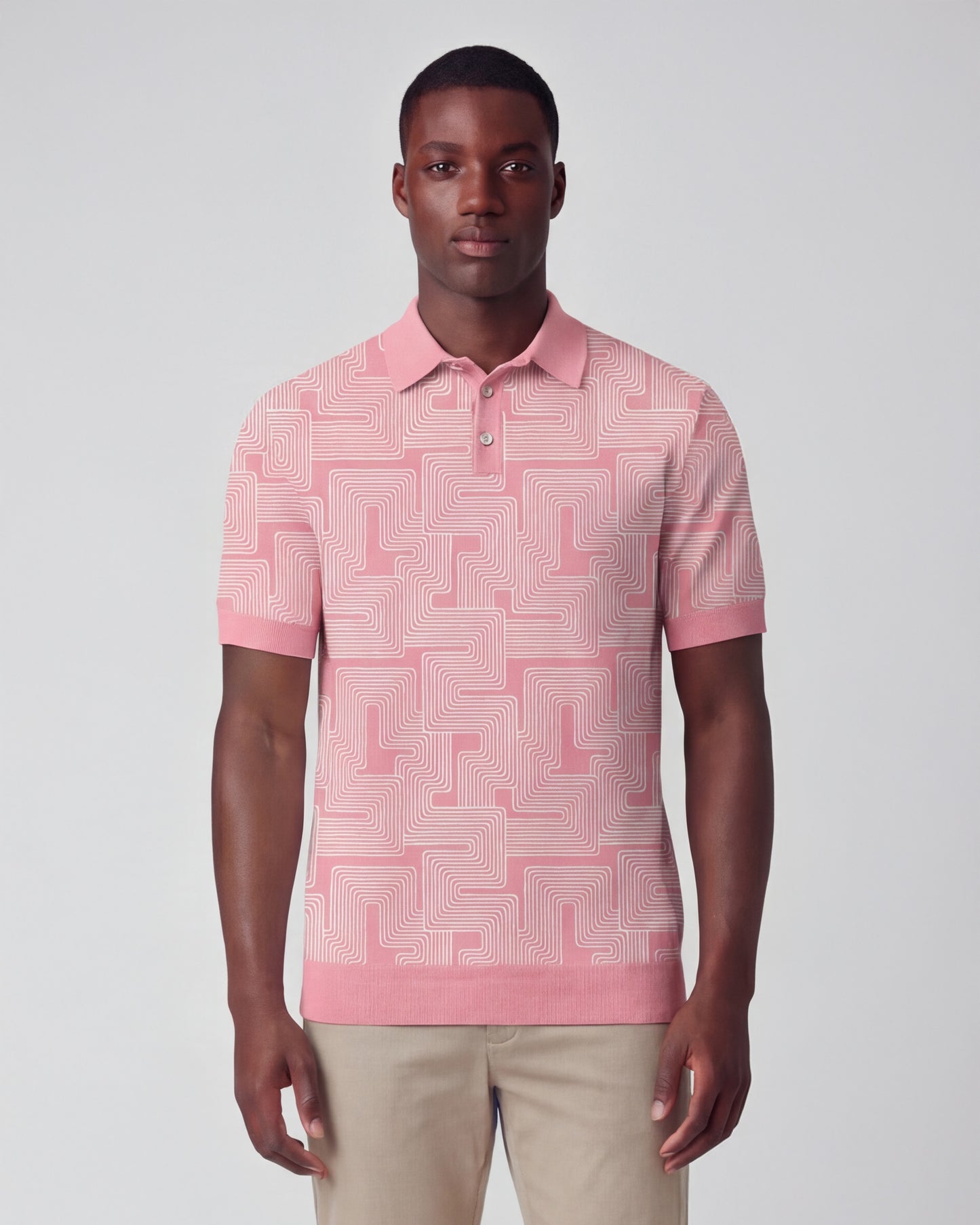 PILGRIM INTER TWINE PINK MENS MERINO SILK CASHMERE POLO
