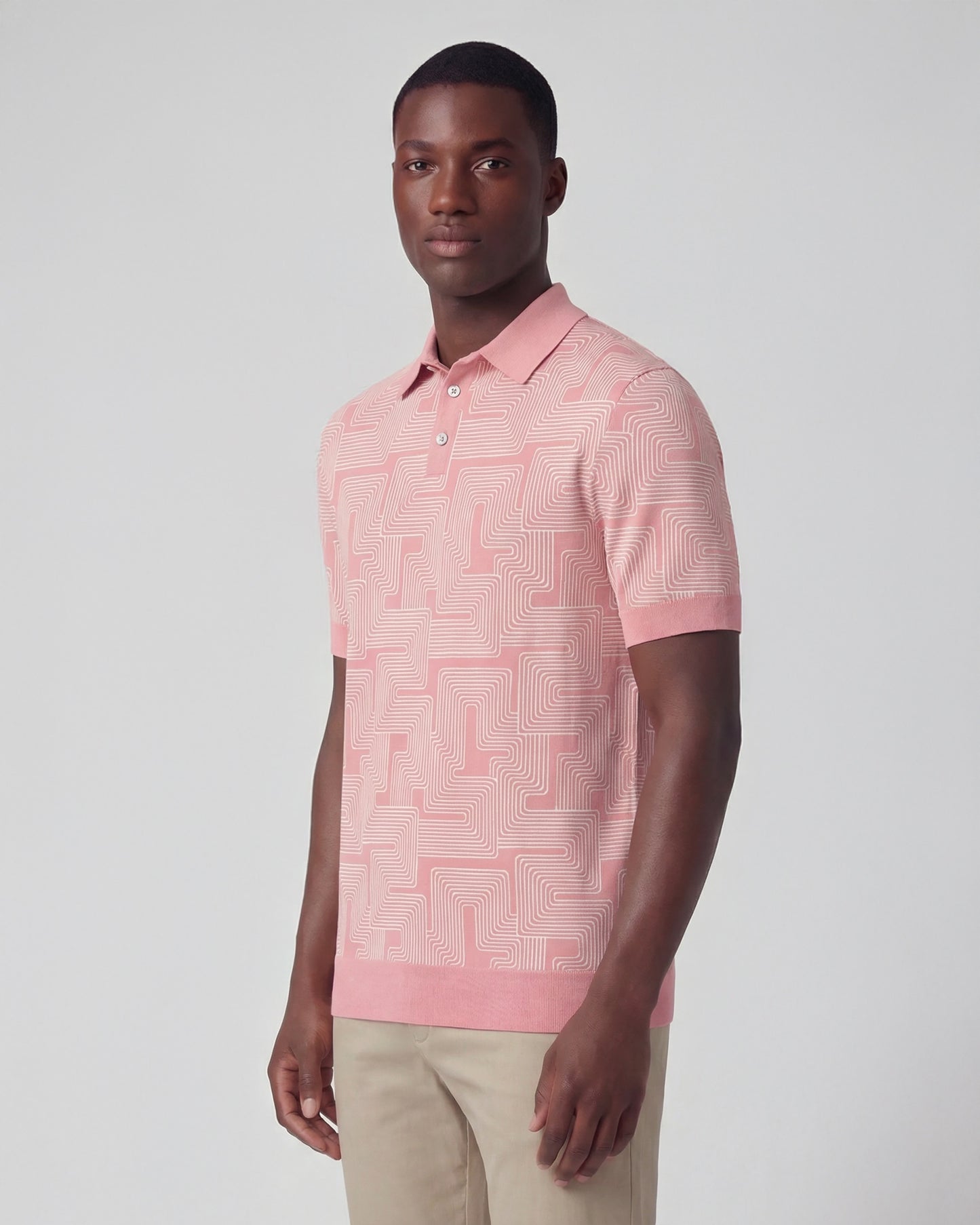 PILGRIM INTER TWINE PINK MENS MERINO SILK CASHMERE POLO