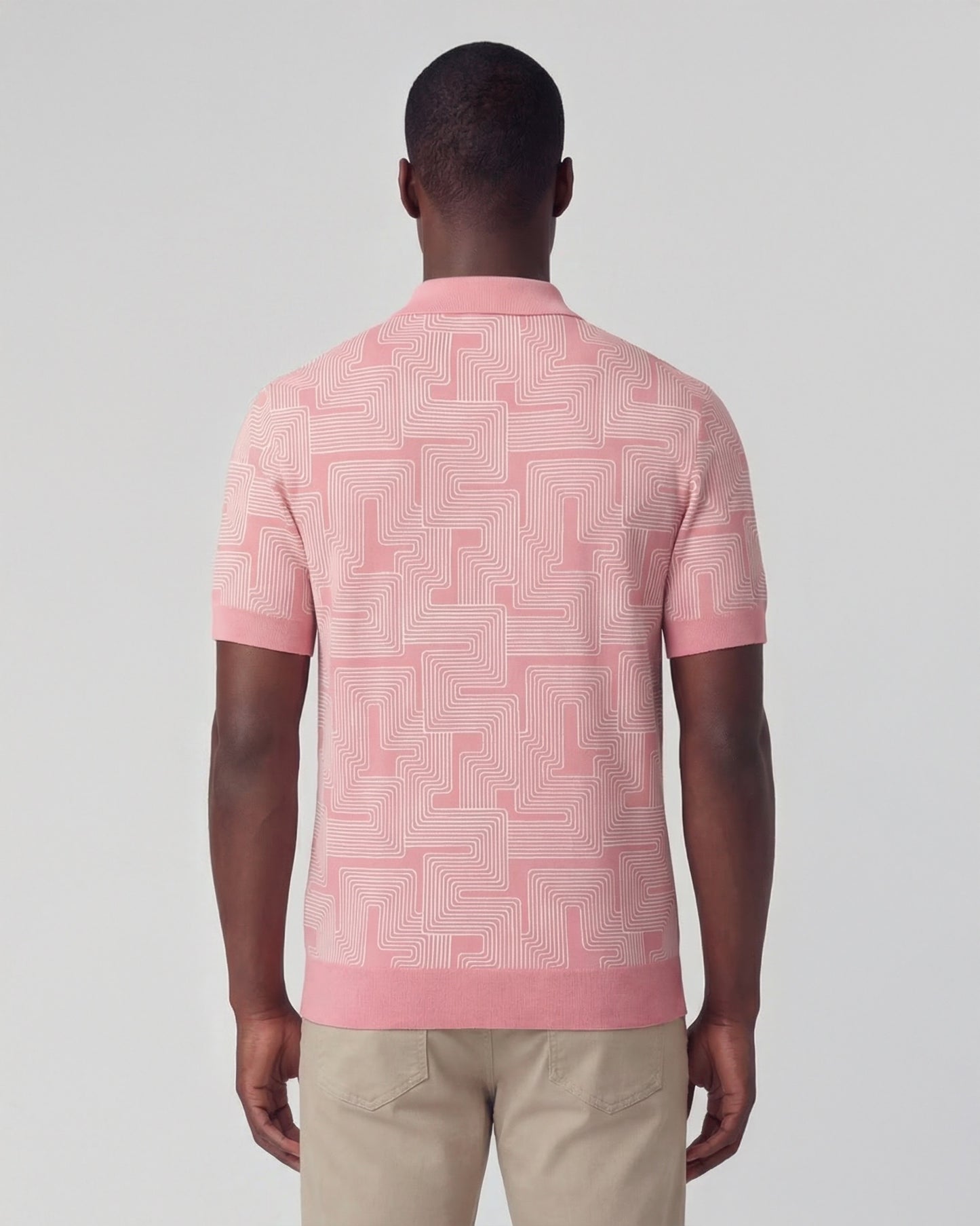 PILGRIM INTER TWINE PINK MENS MERINO SILK CASHMERE POLO