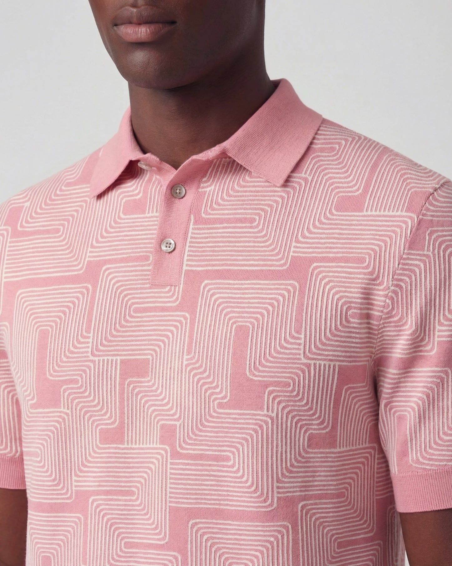 PILGRIM INTER TWINE PINK MENS MERINO SILK CASHMERE POLO