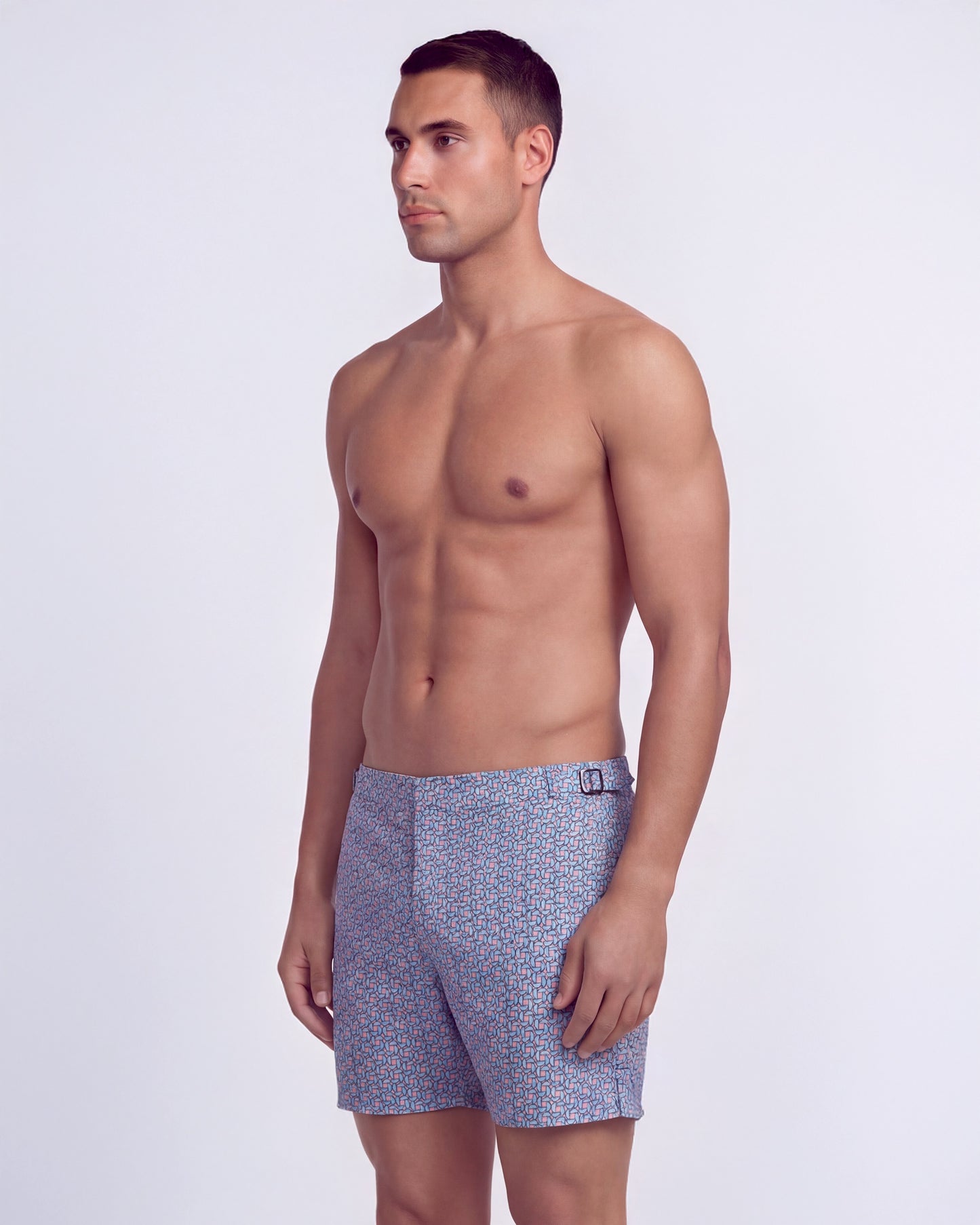 NEPTUNE SLICES GEO CORAL MENS TAILORED SWIM SHORT