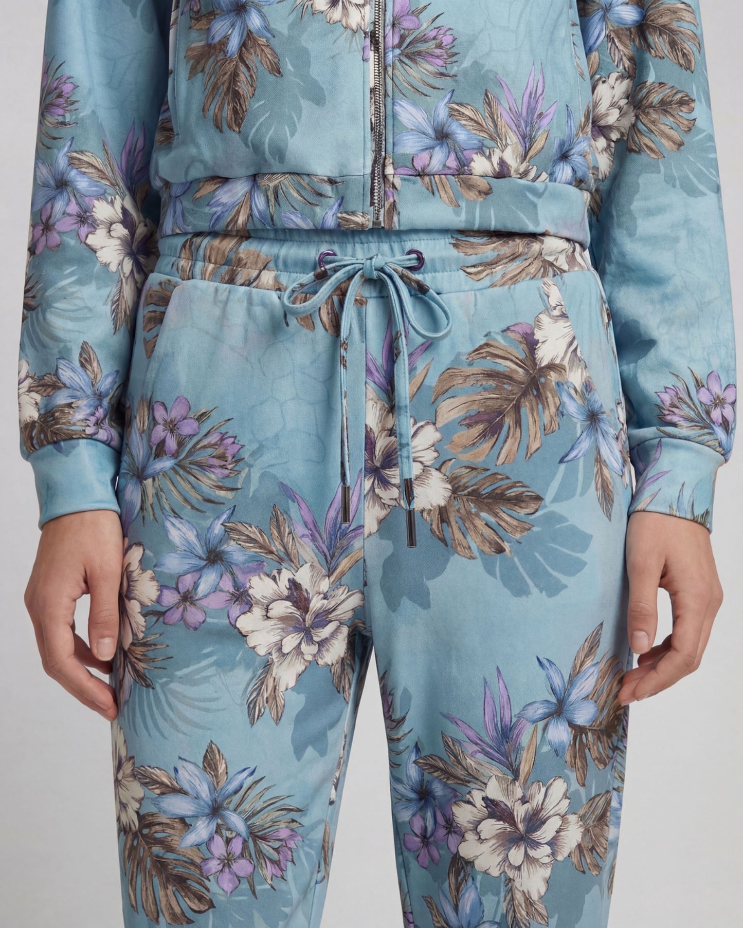 SANCHEZ EXOTIC FLORAL TEAL WOMENS WIDE-LEG PANT