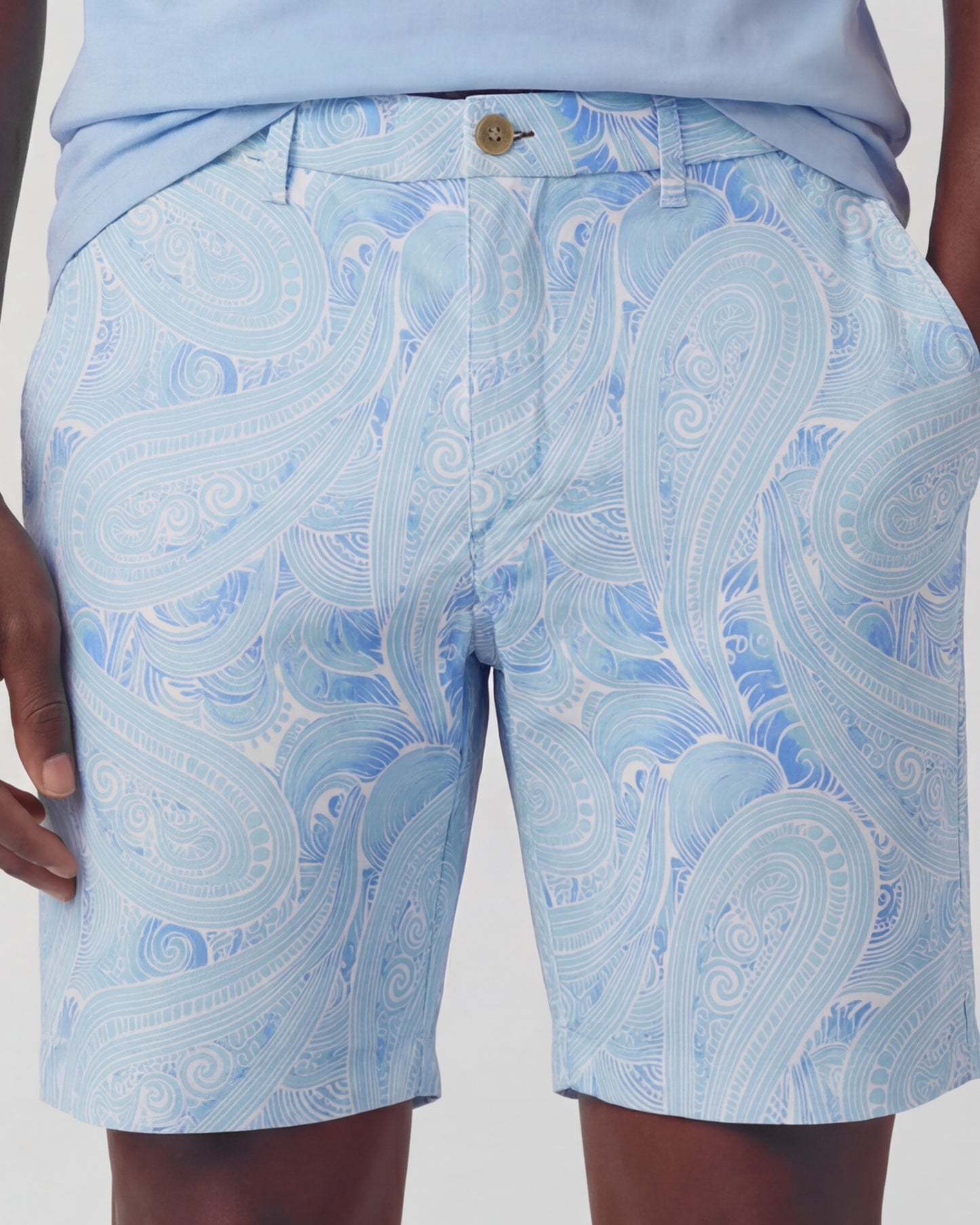 CLYDE MARAKESH PAISLEY TEAL MENS FLAT FRONT SHORT