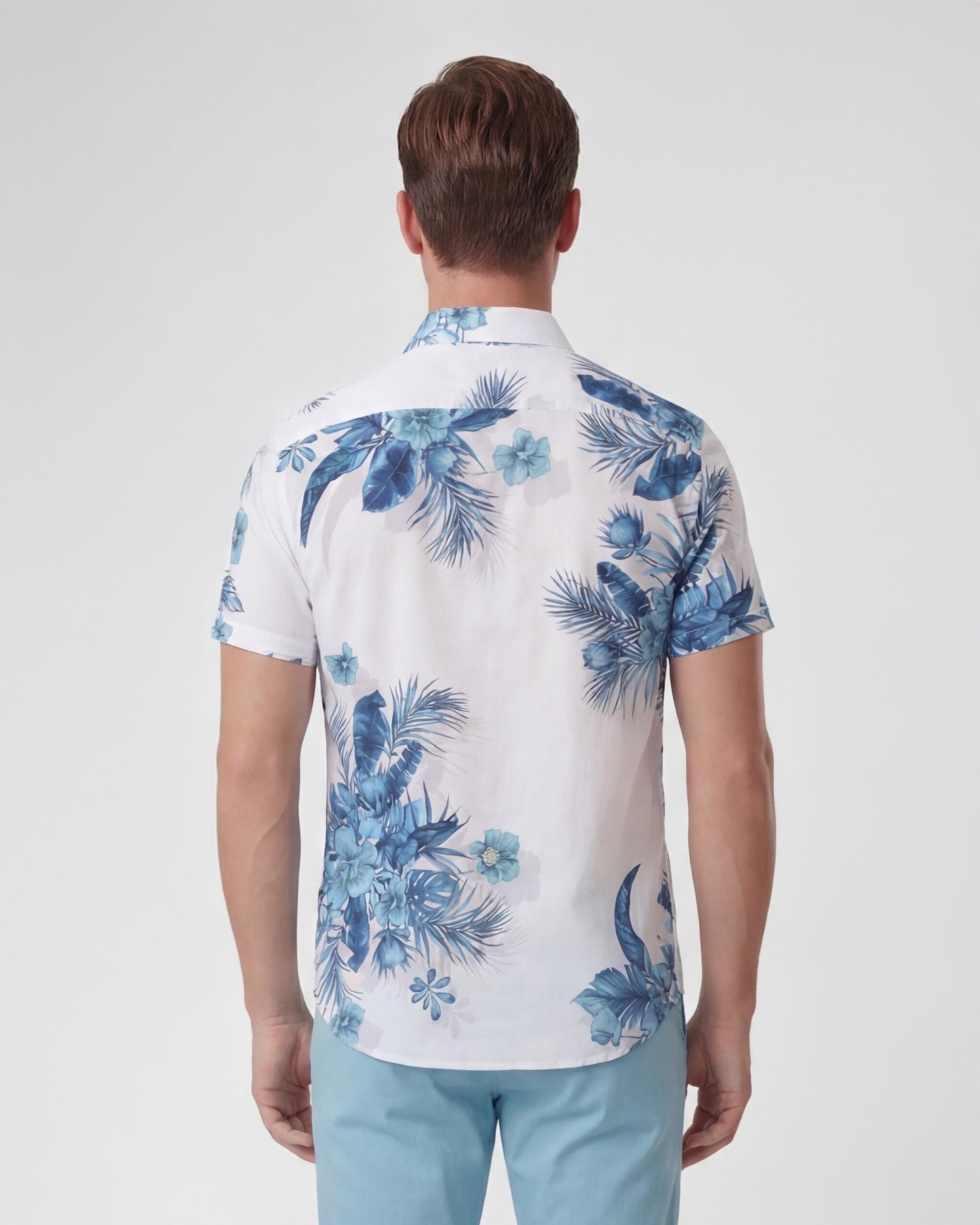 SERGIO MALI FLORAL WHITE MENS LINEN PRINTED SHIRT