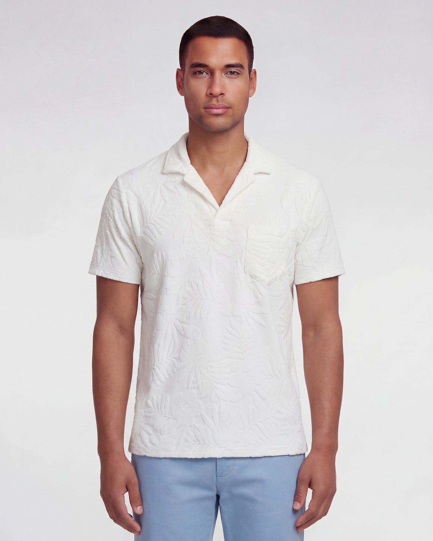 JOHNNY FARM FLORAL TOWEL POLO SHIRT - WHITE