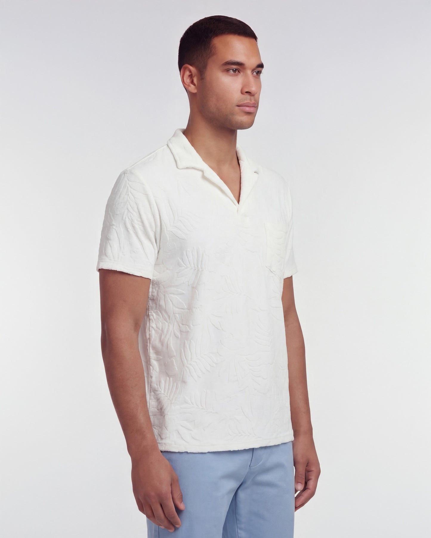 JOHNNY FARM FLORAL TOWEL POLO SHIRT - WHITE