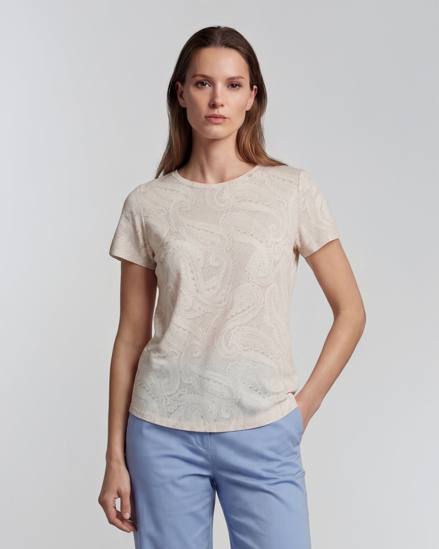 KATHERINE CROCHET IVORY WOMENS CAP SLEEVE TOP