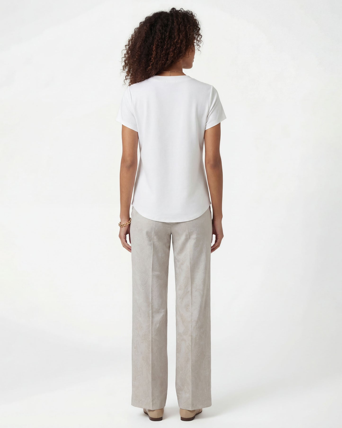 PHILLIS PAISLEY EXPLOSION IVORY WOMENS WIDE-LEG PANT