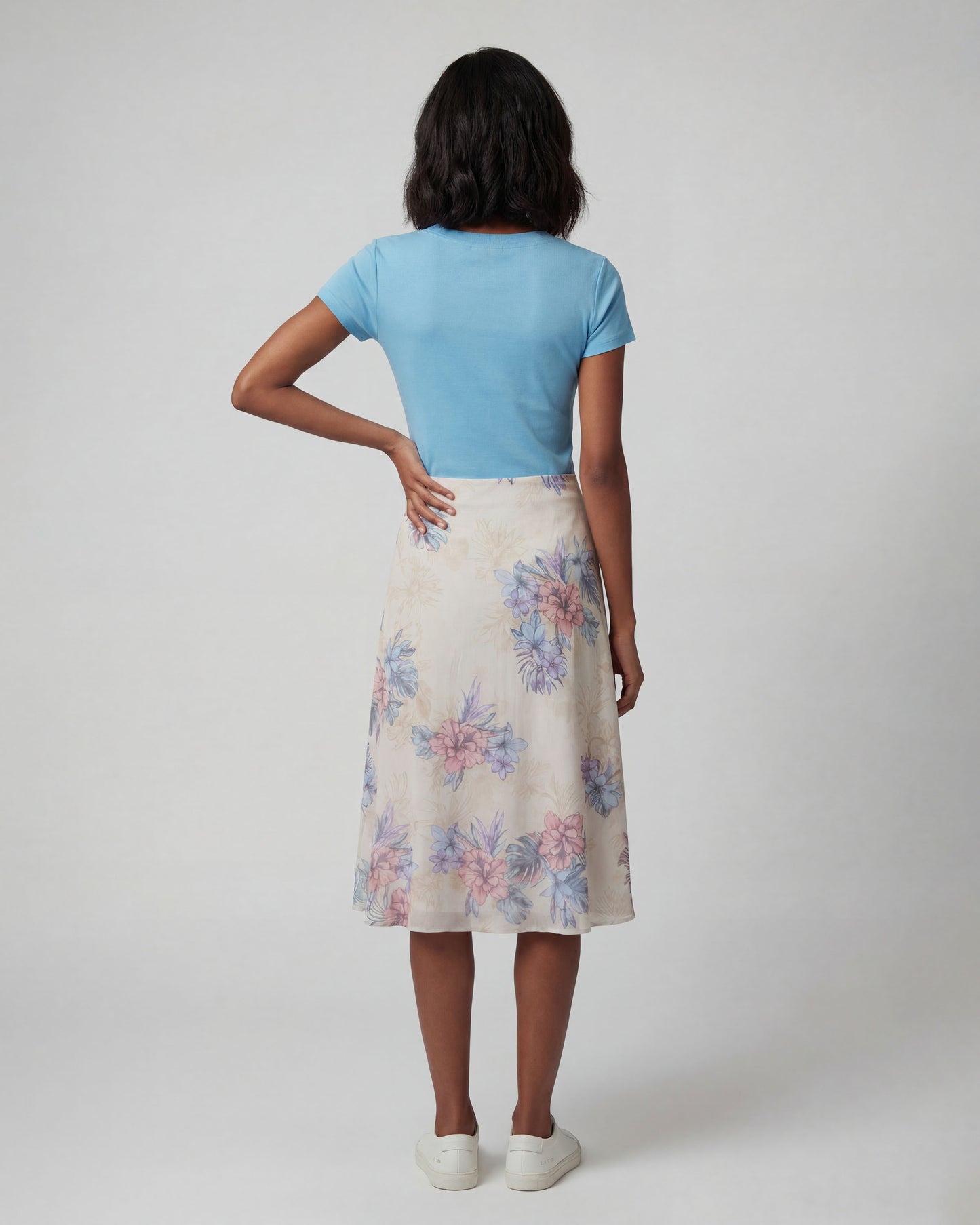 MARNI EXOTIC FLORAL NATURAL WOMENS MIDI SKIRT