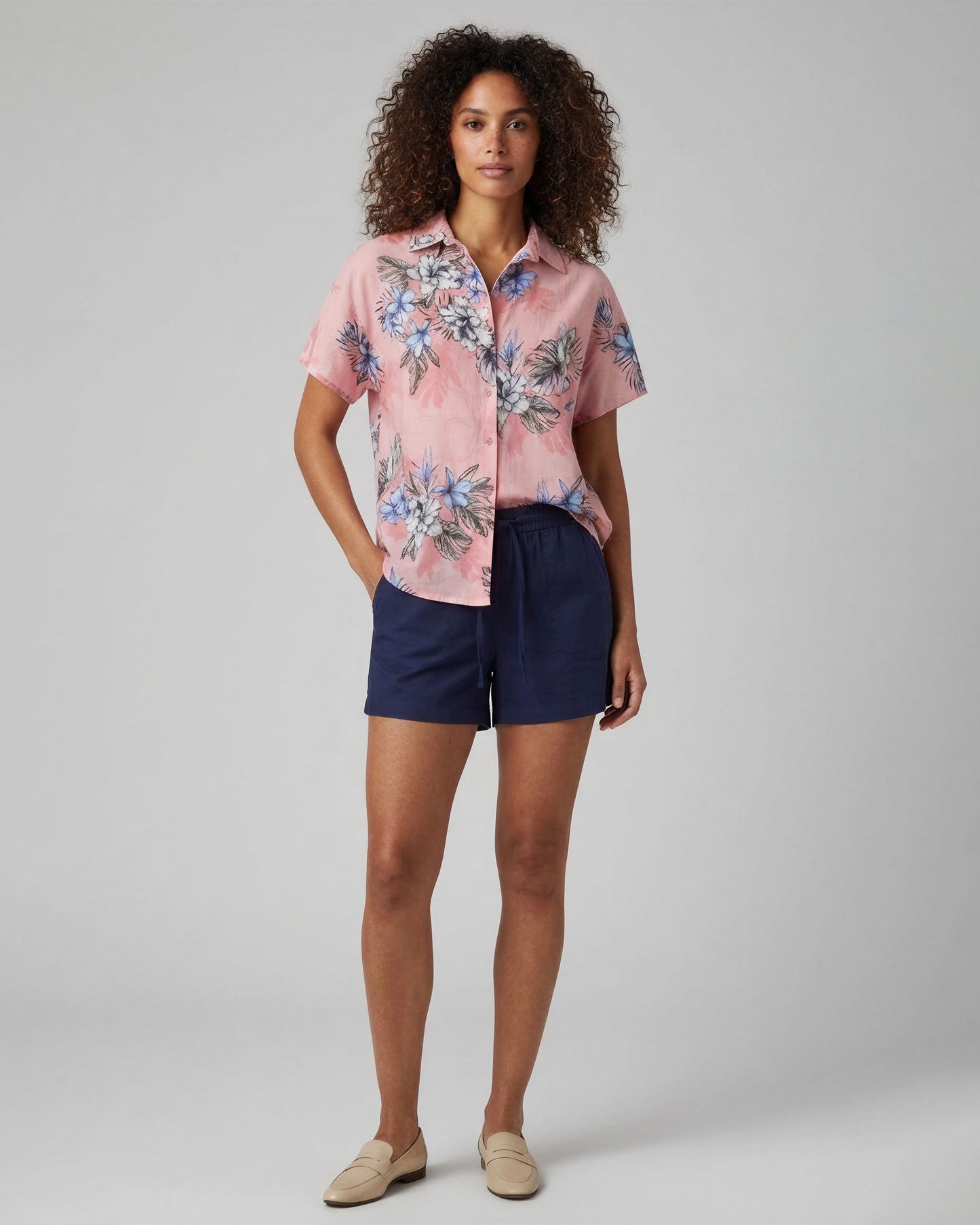 LEANNE NAVY WOMENS DRAWSTRING SHORT